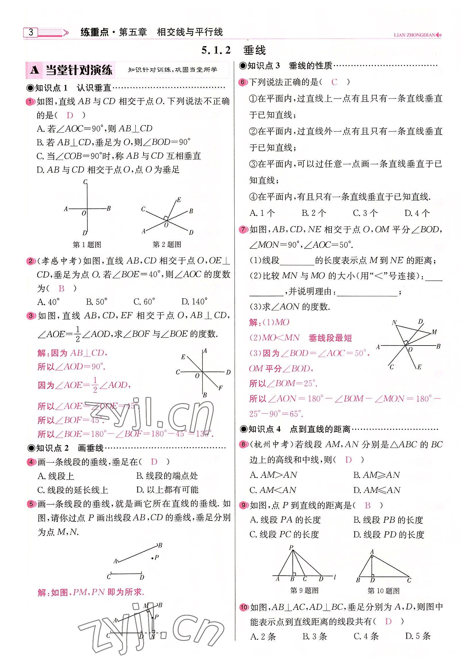 2022年練重點(diǎn)七年級(jí)數(shù)學(xué)下冊(cè)人教版河南專(zhuān)版 參考答案第3頁(yè)