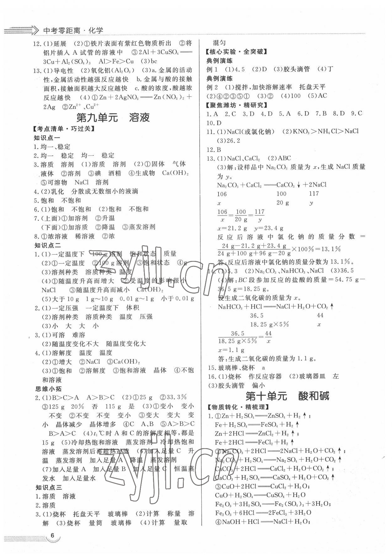 2022年中考零距離化學(xué)濰坊專版 第6頁