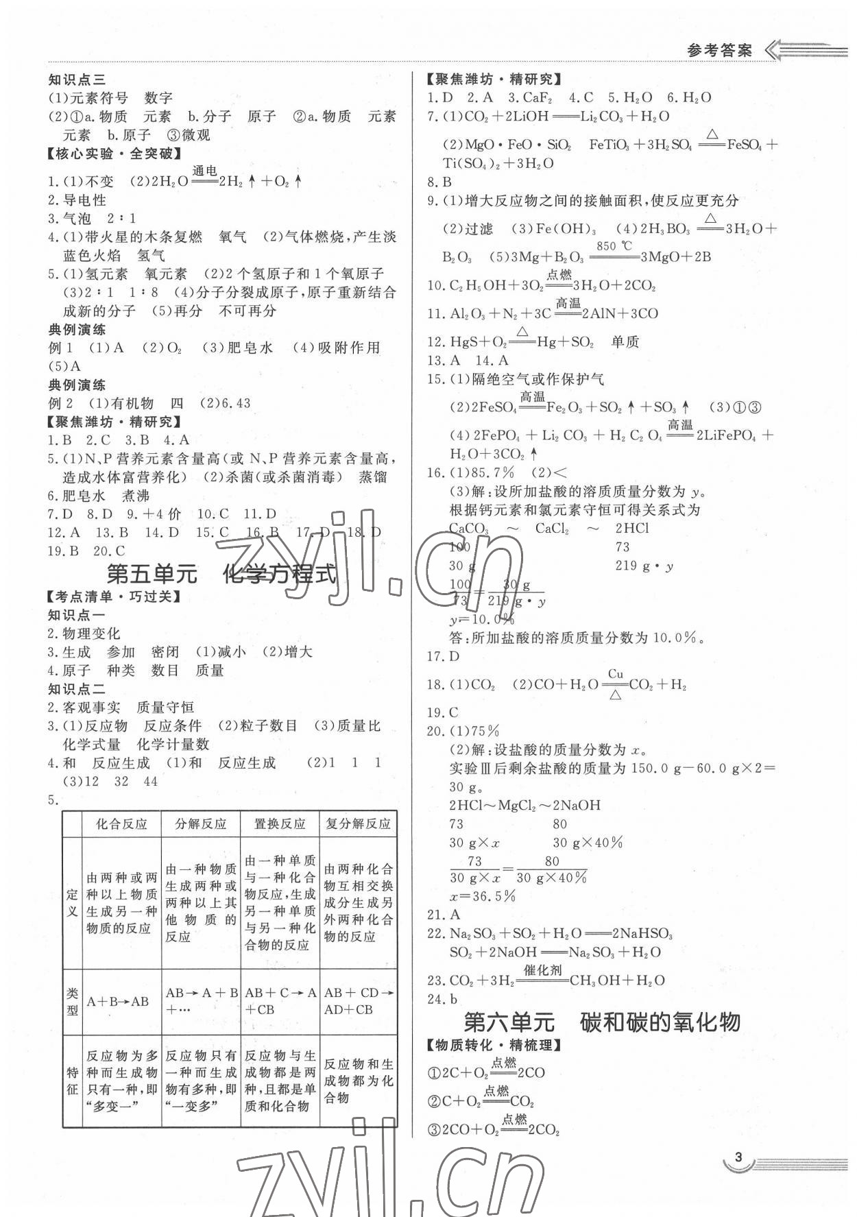 2022年中考零距離化學濰坊專版 第3頁