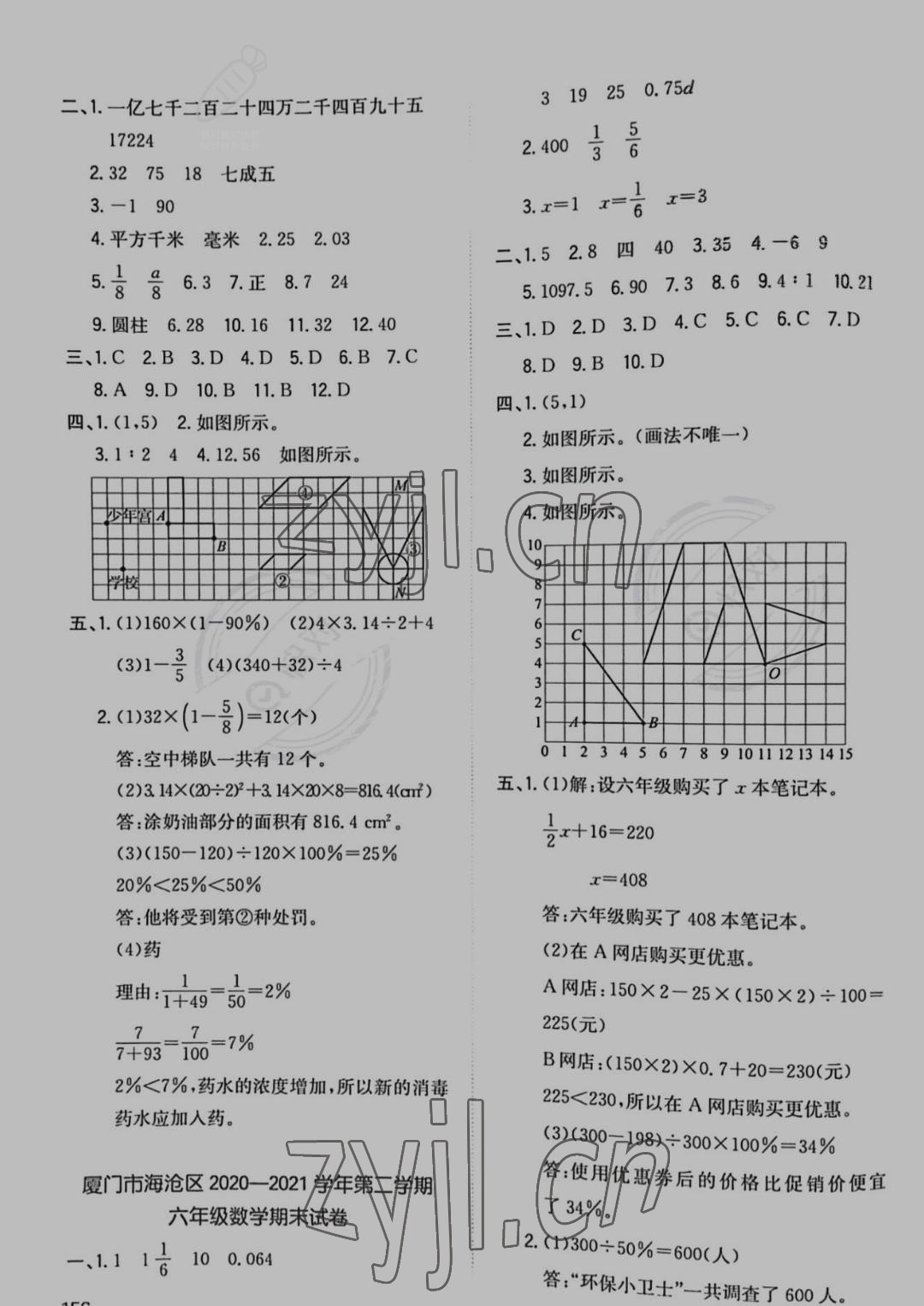 2022年一本小升初沖刺新卷六年級數(shù)學(xué)福建專版 參考答案第2頁