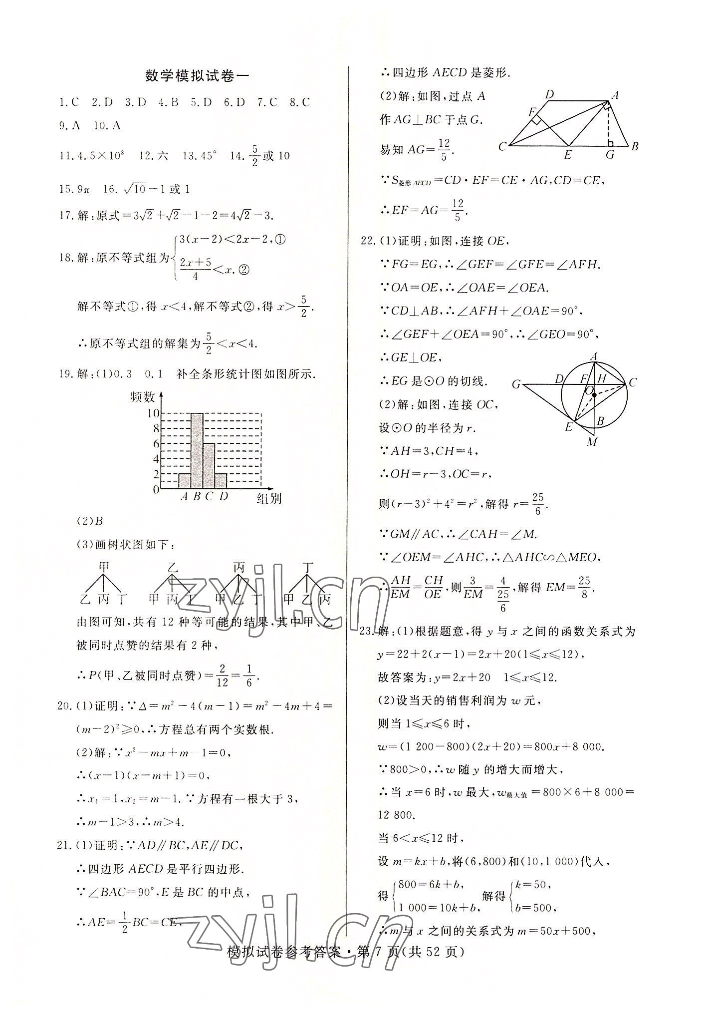 2022年全優標準卷中考沖冠數學中考人教版 第1頁