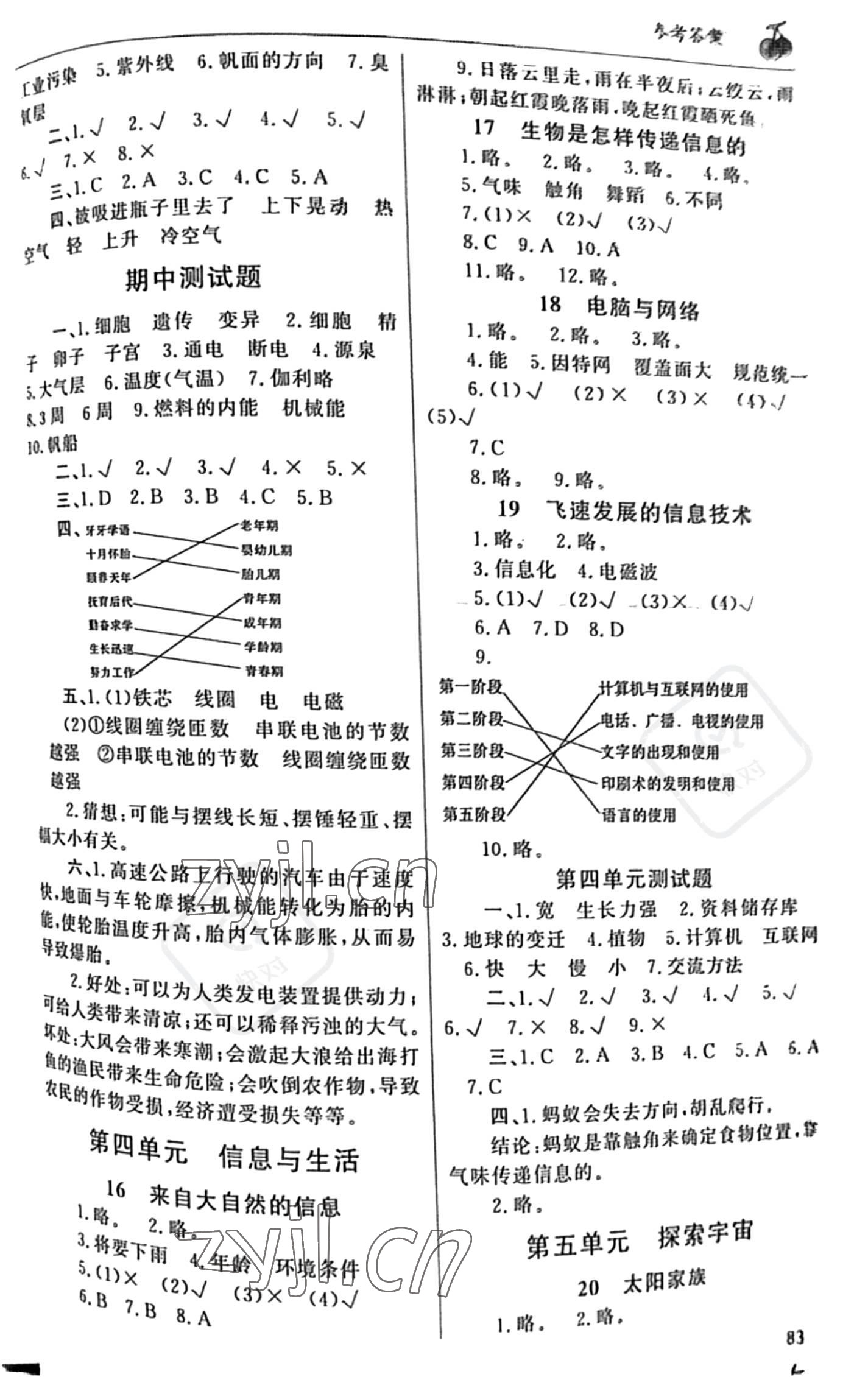 2022年同步練習(xí)山東文藝出版社六年級(jí)科學(xué)下冊(cè)青島版 參考答案第2頁(yè)