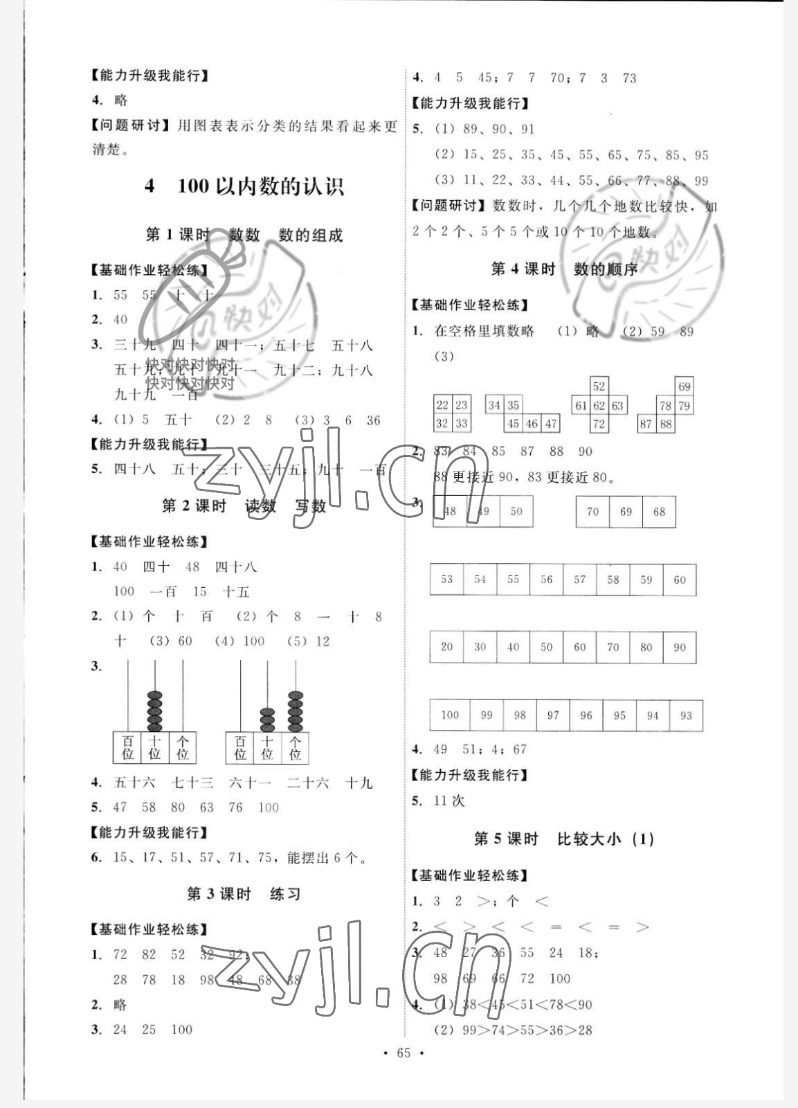 2022年能力培養(yǎng)與測試一年級(jí)數(shù)學(xué)下冊人教版 參考答案第4頁