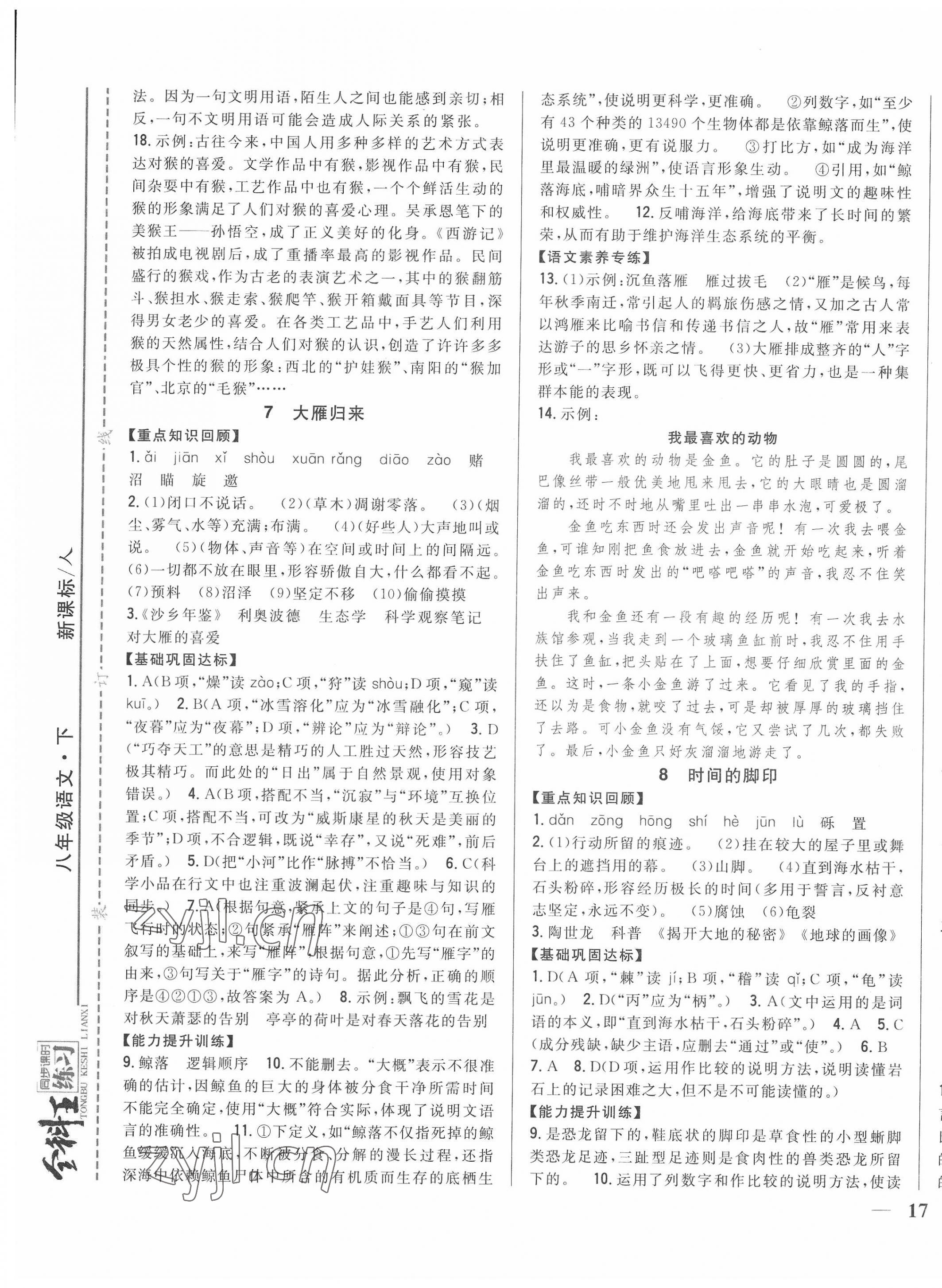 2022年全科王同步課時(shí)練習(xí)八年級(jí)語文下冊人教版 第5頁