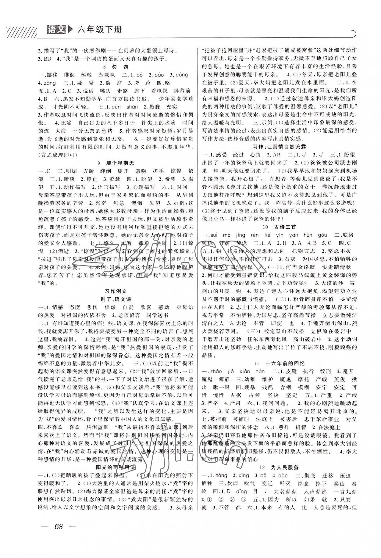 2022年一线名师全优提分作业六年级语文下册人教版 第2页