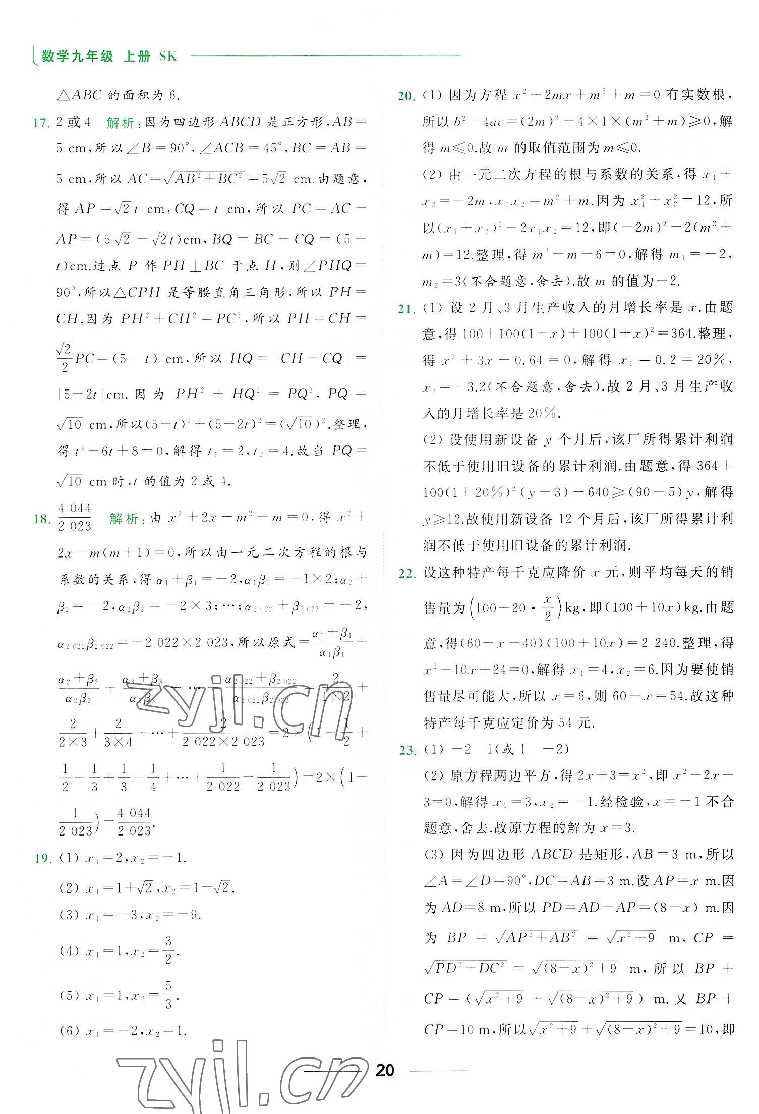 2022年亮點(diǎn)給力提優(yōu)課時(shí)作業(yè)本九年級(jí)數(shù)學(xué)上冊(cè)蘇科版 第20頁(yè)