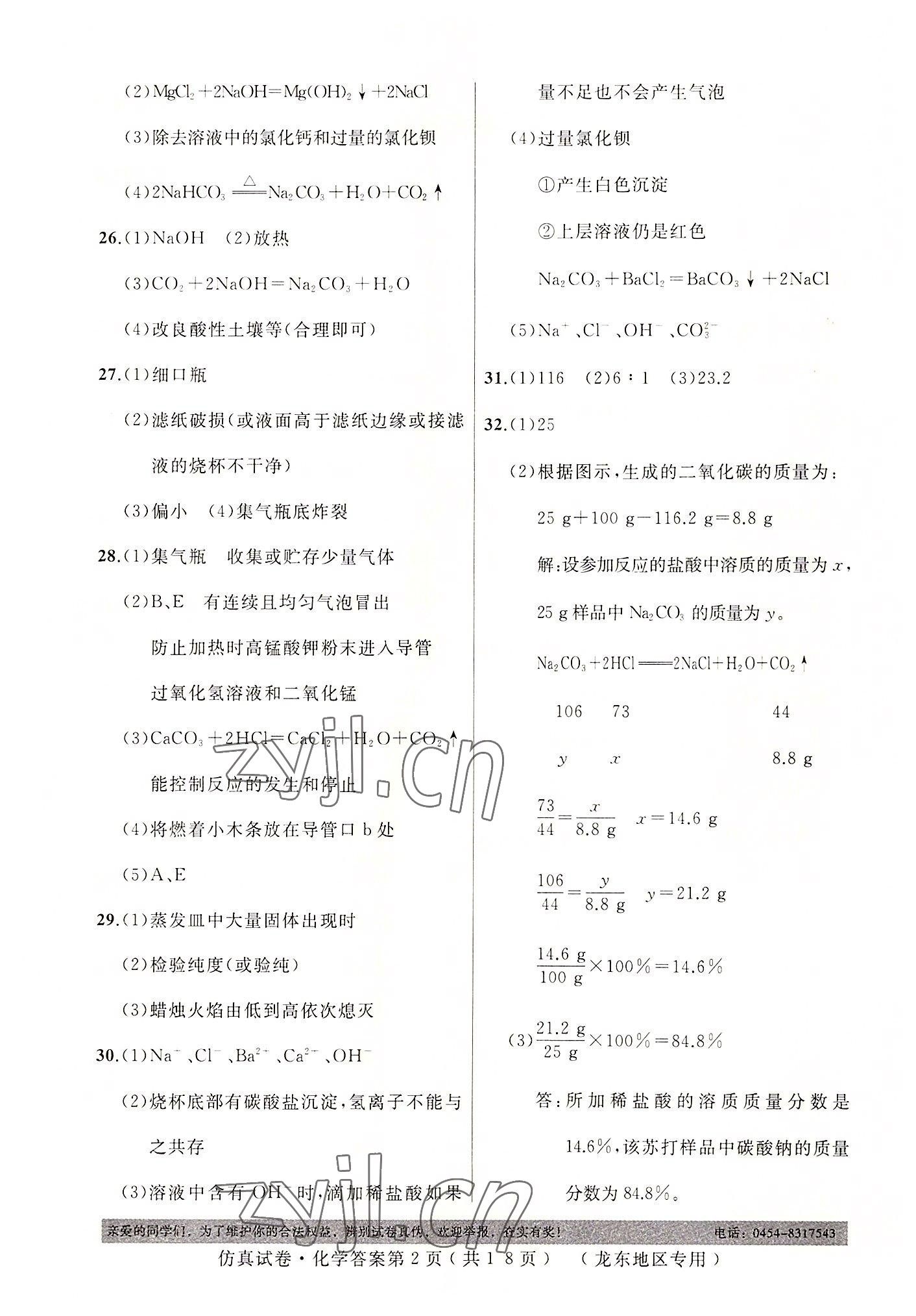 2022年仿真試卷化學(xué)龍東專版 第2頁