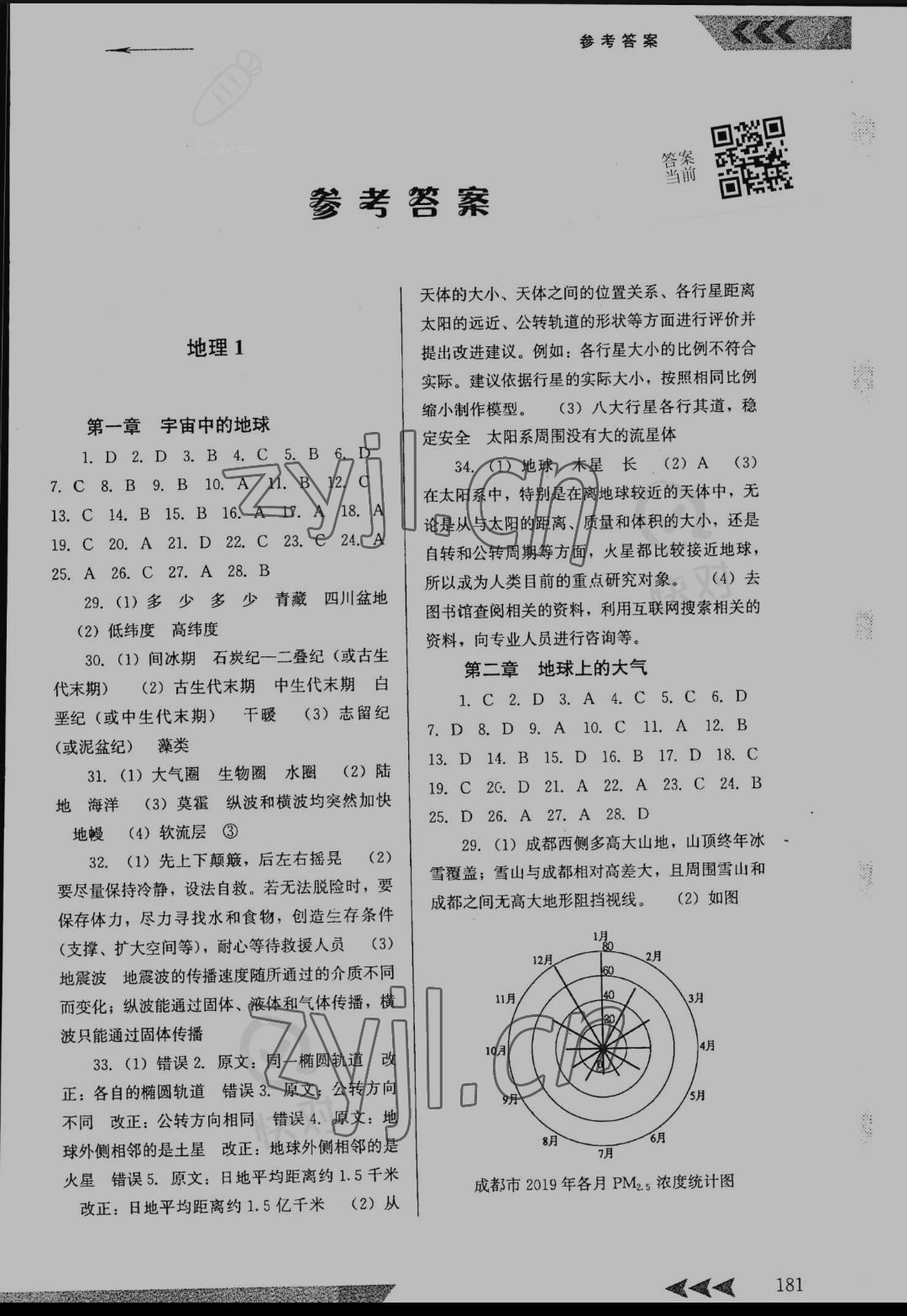 2022年学业水平考试复习纲要高中地理福建专版 参考答案第1页