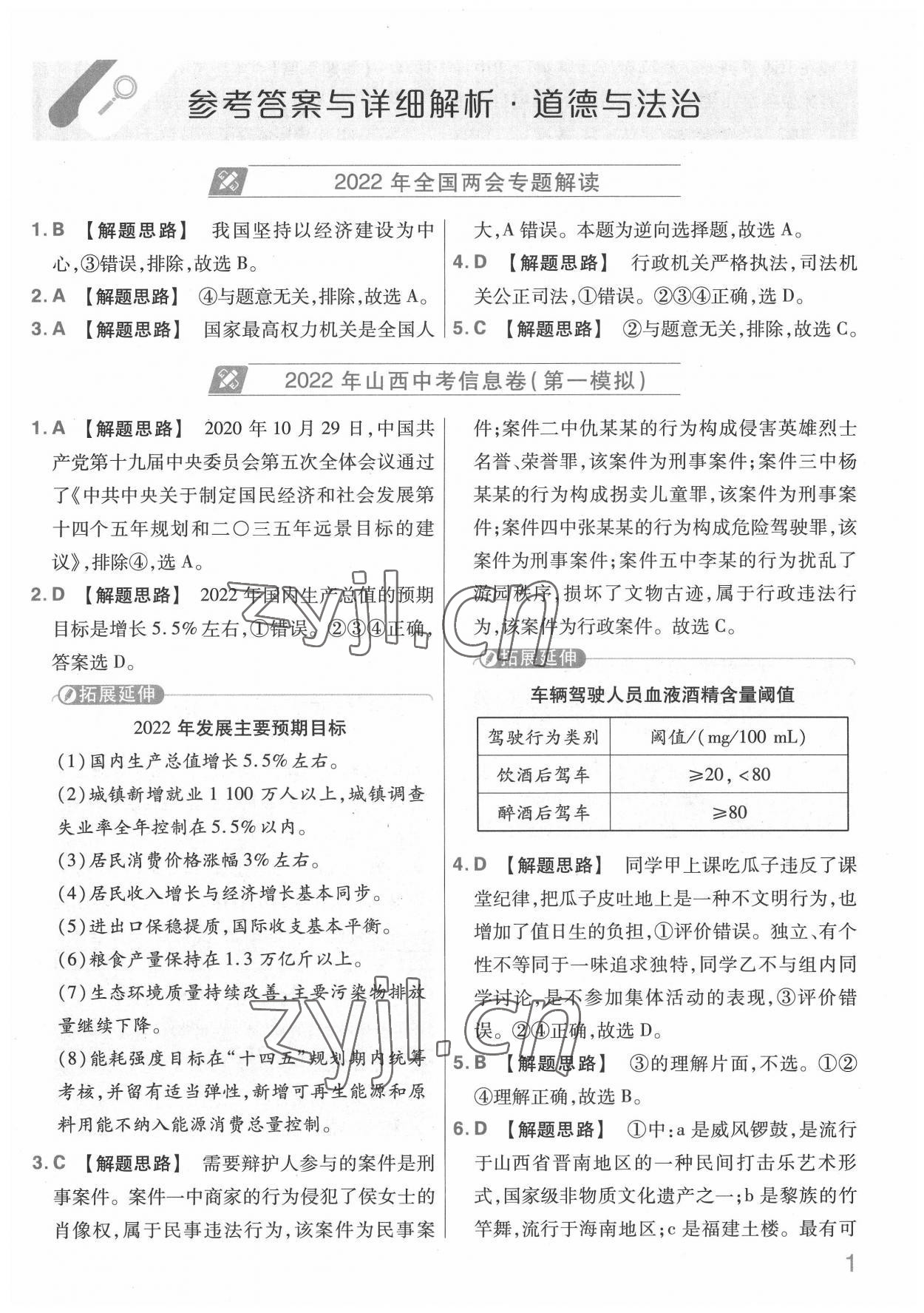 2022年金考卷中考信息卷道德與法治山西專版 第1頁(yè)