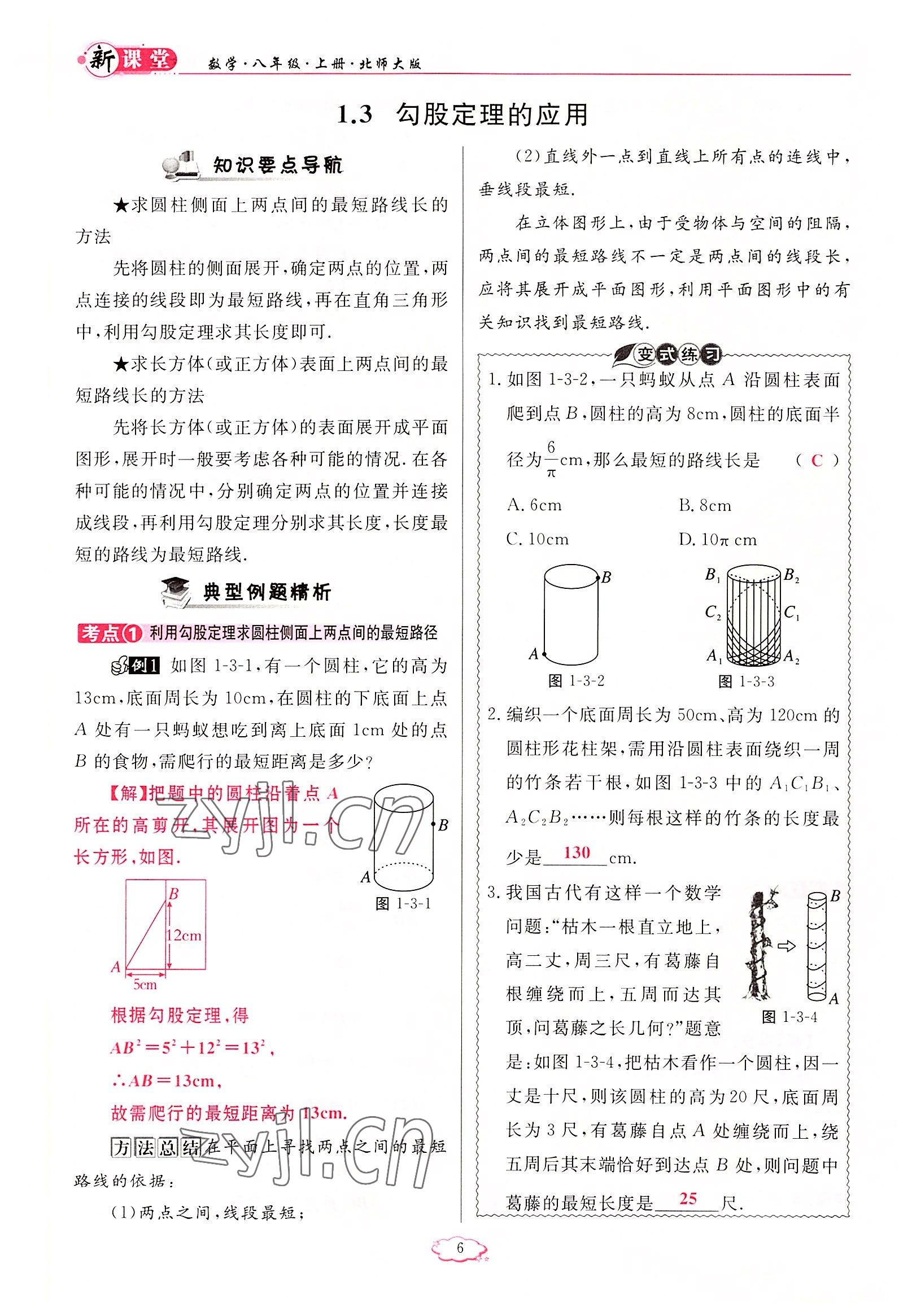 2022年啟航新課堂八年級(jí)數(shù)學(xué)上冊(cè)北師大版 參考答案第7頁