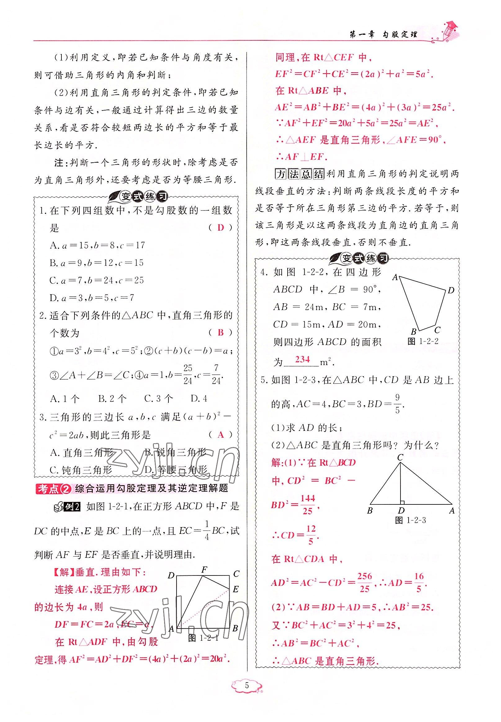 2022年啟航新課堂八年級數(shù)學(xué)上冊北師大版 參考答案第5頁