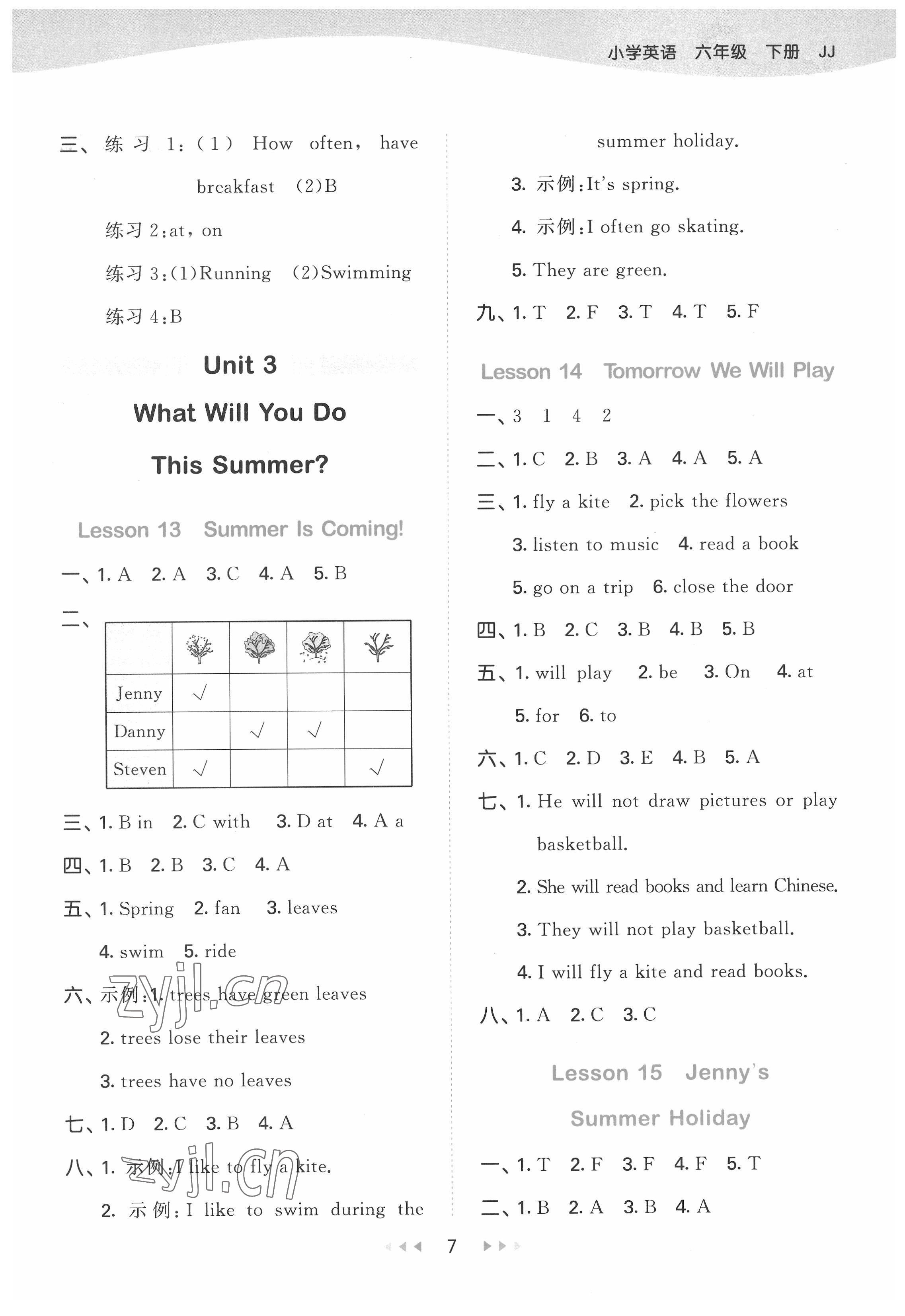 2022年53天天練六年級(jí)英語(yǔ)下冊(cè)冀教版 第7頁(yè)