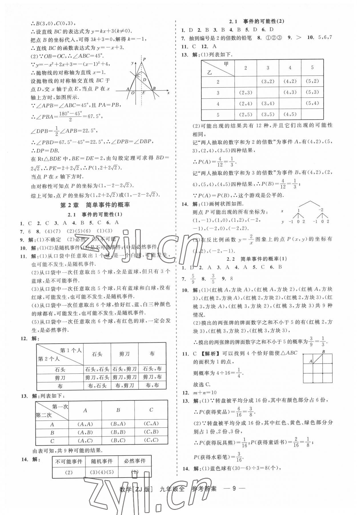 2022年精彩練習(xí)就練這一本九年級數(shù)學(xué)全一冊浙教版 第9頁