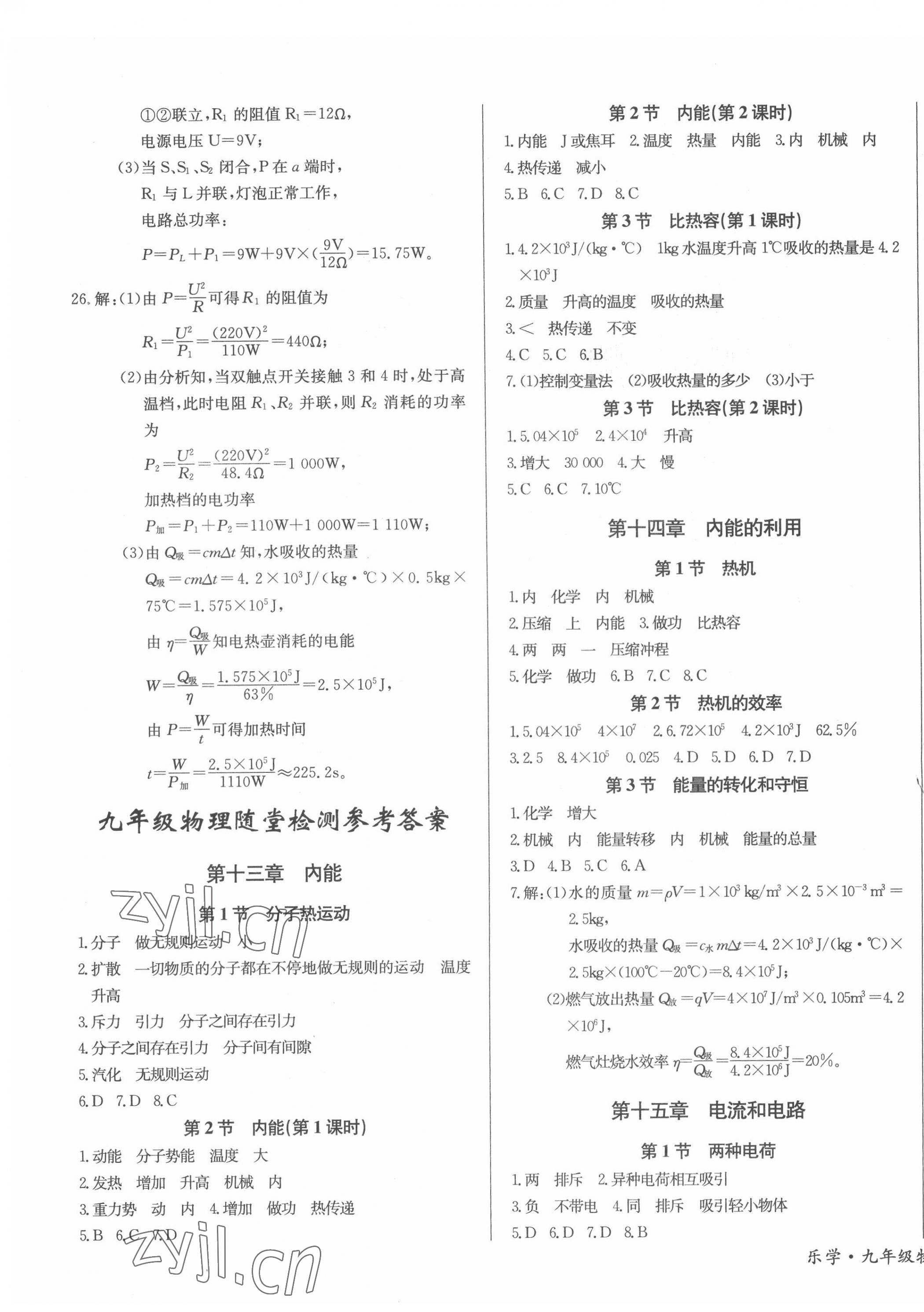 2022年樂學(xué)課堂課時(shí)學(xué)講練九年級物理上冊人教版 第3頁