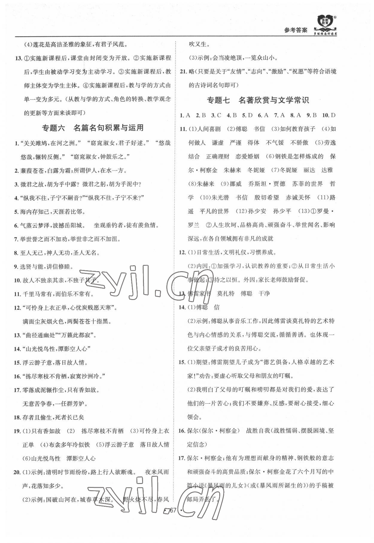 2022年假期成才路八年级语文暑假 第3页