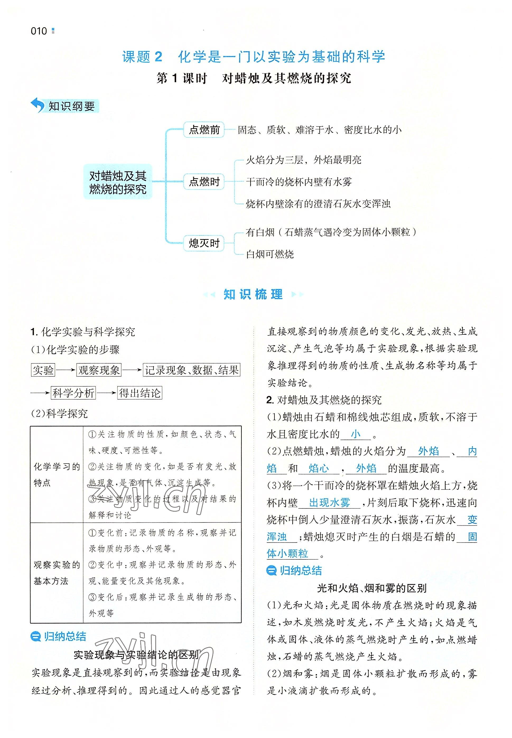 2022年一本同步訓練九年級化學上冊人教版重慶專版 參考答案第10頁