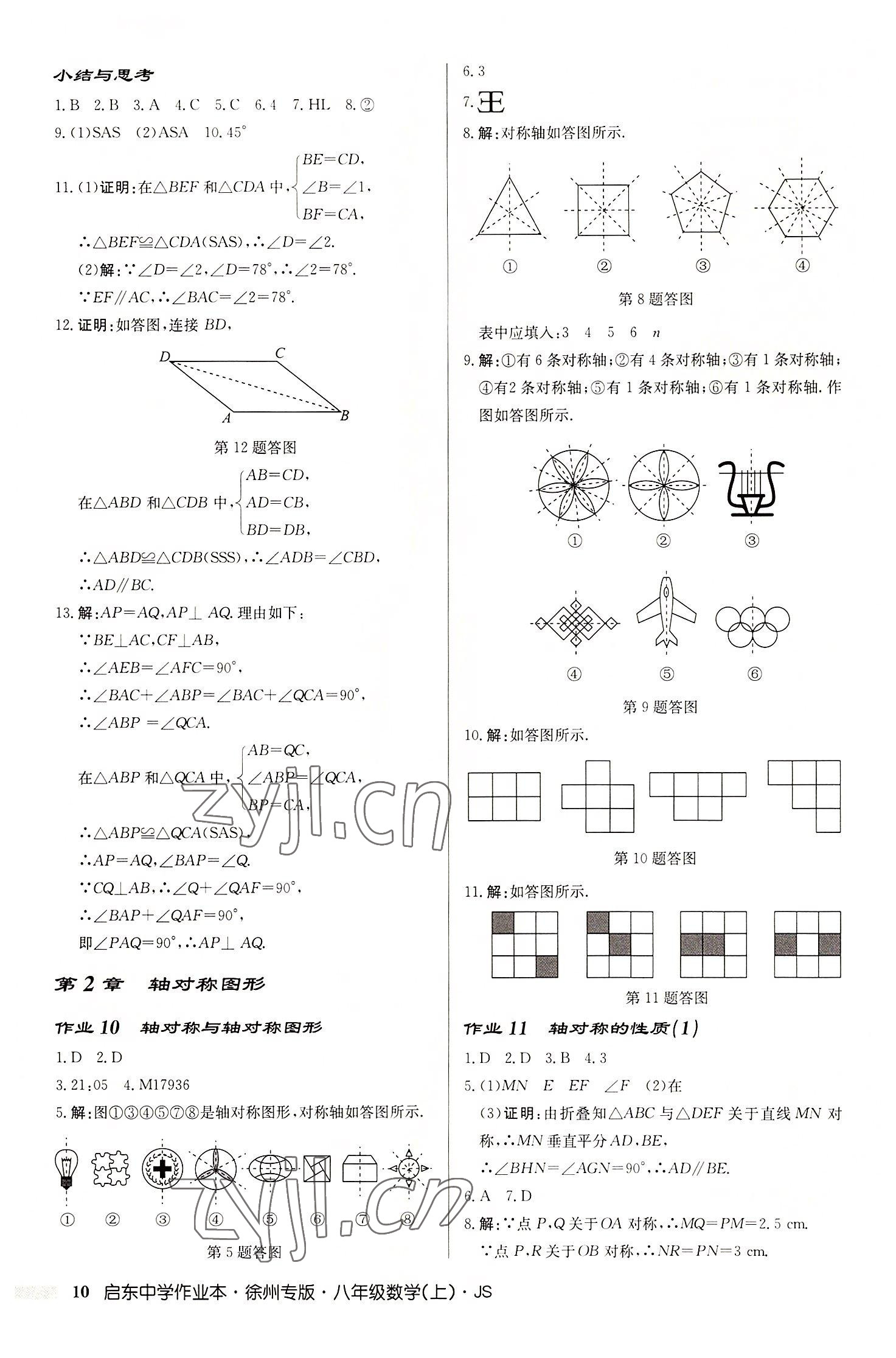 2022年启东中学作业本八年级数学上册苏科版徐州专版 第10页