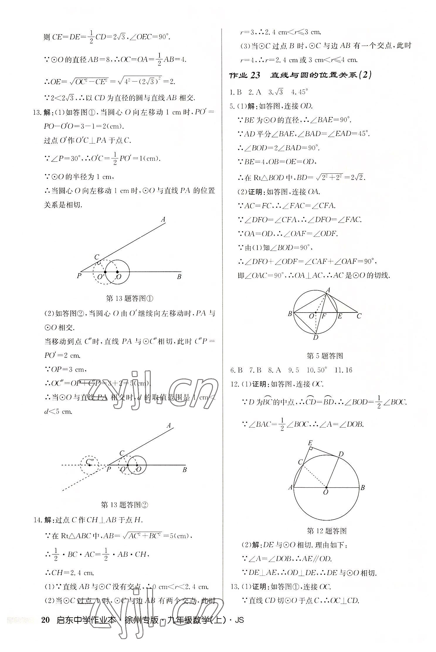 2022年啟東中學(xué)作業(yè)本九年級(jí)數(shù)學(xué)上冊(cè)蘇科版徐州專版 第20頁(yè)