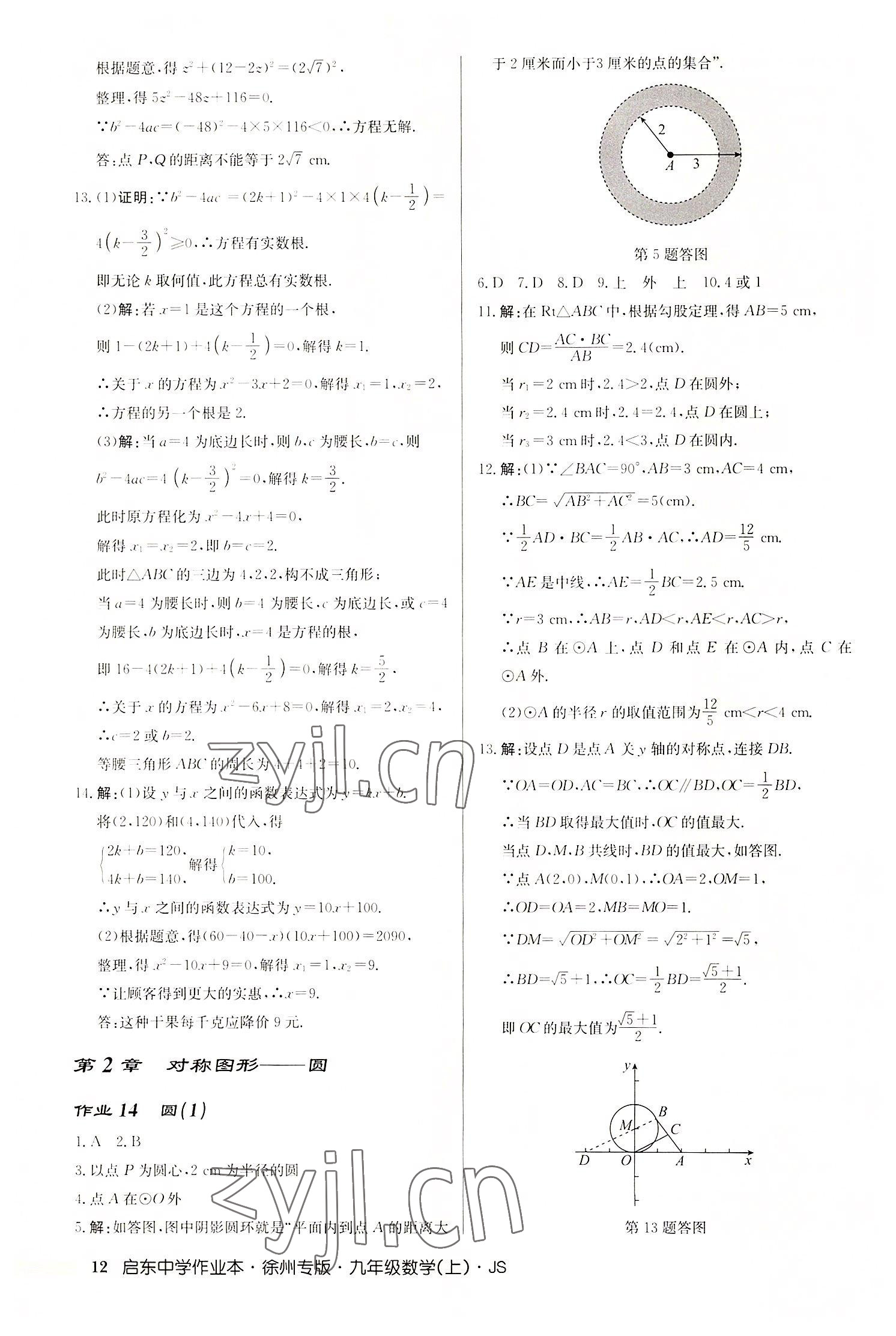 2022年启东中学作业本九年级数学上册苏科版徐州专版 第12页