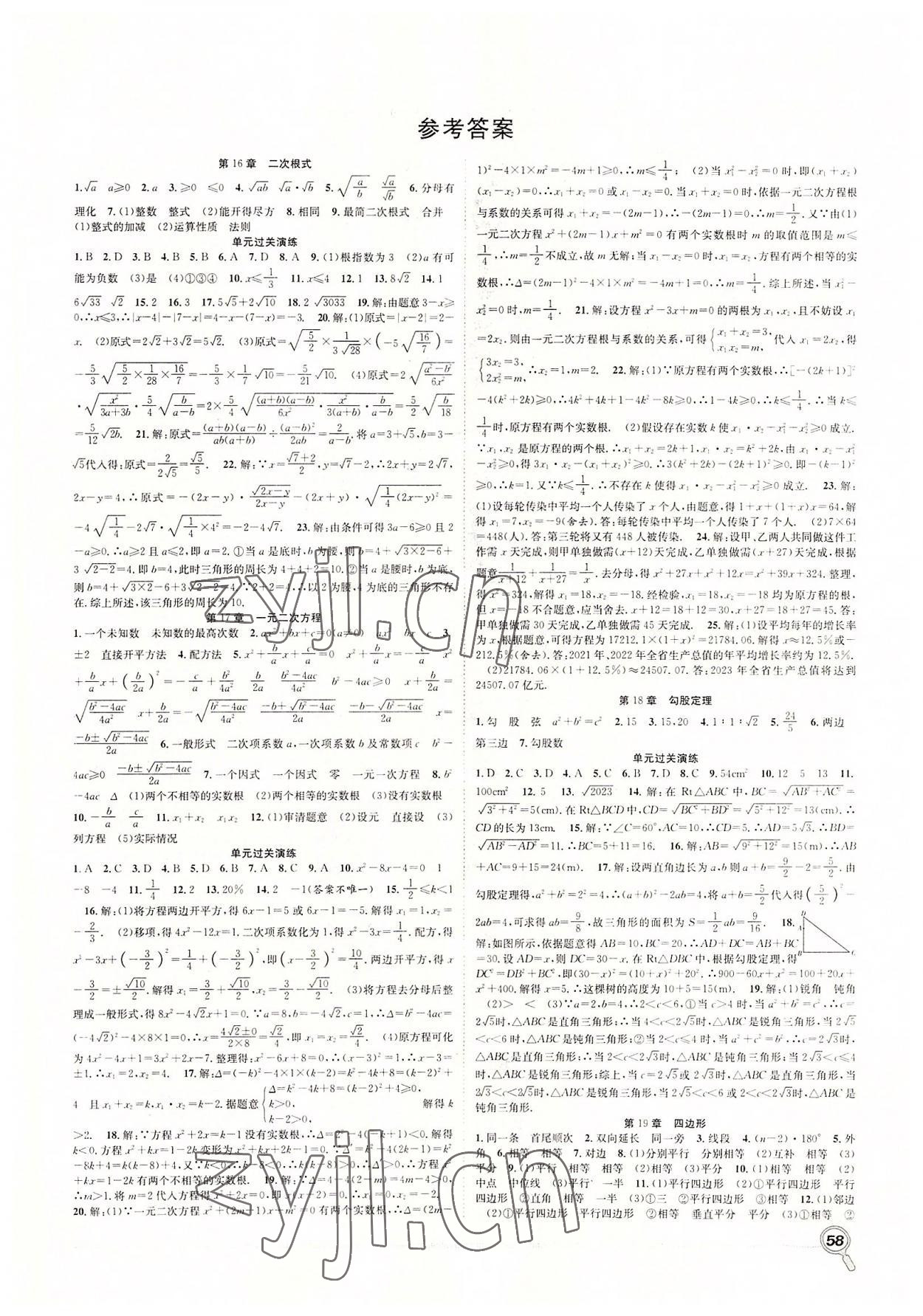 2022年赢在假期期末加暑假八年级数学沪科版合肥工业大学出版社 第1页