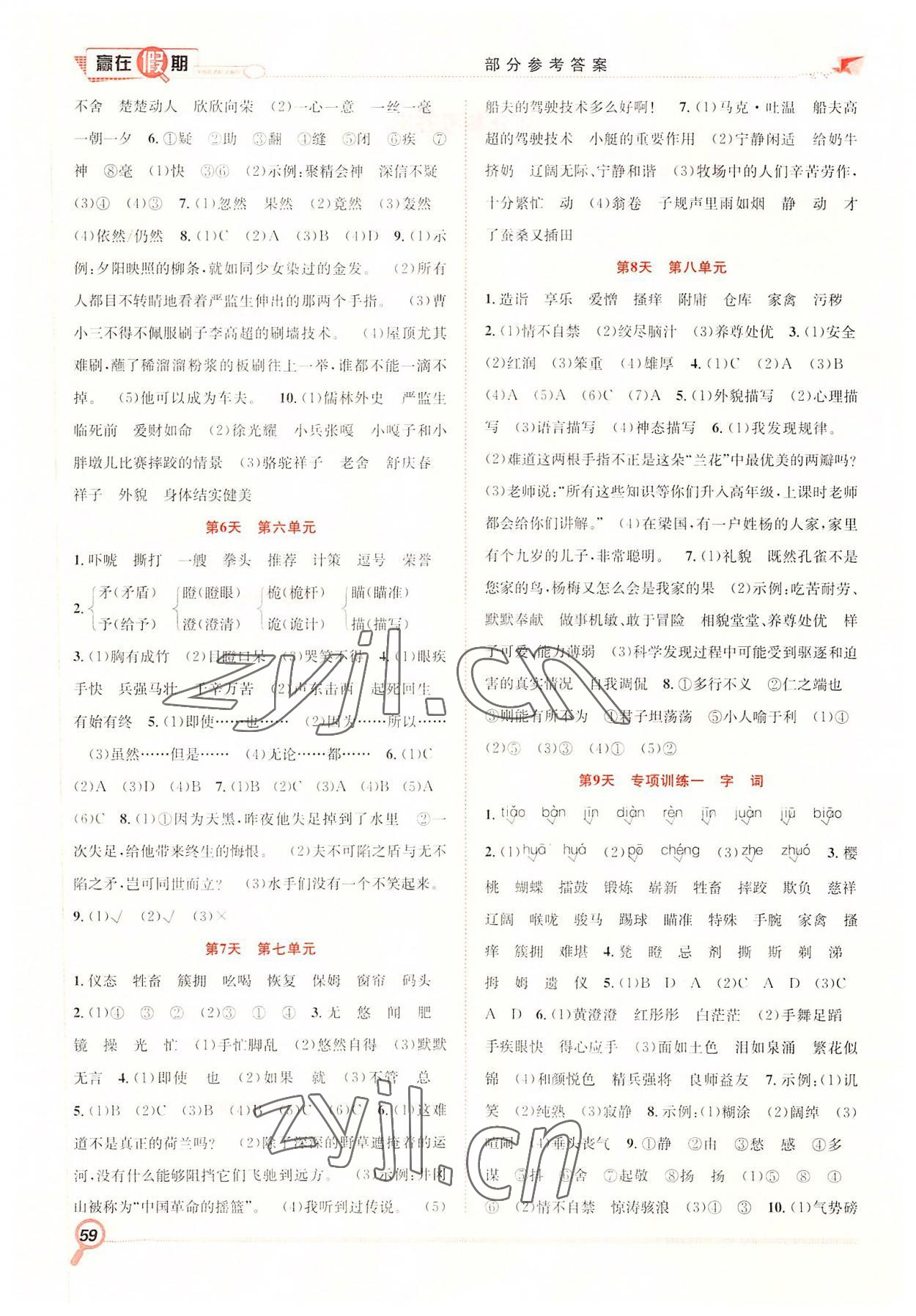 2022年赢在假期期末加暑假五年级语文人教版合肥工业大学出版社 第2页