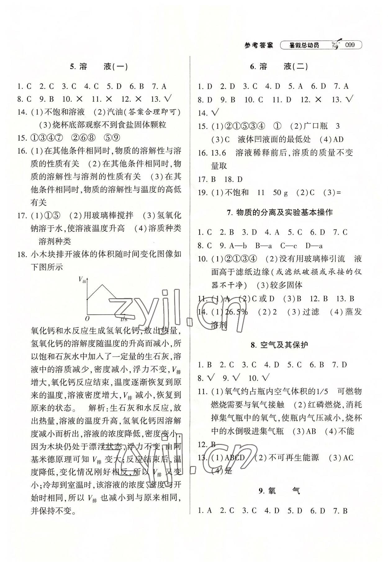 2022年暑假总动员宁夏人民教育出版社八年级科学浙教版 参考答案第2页