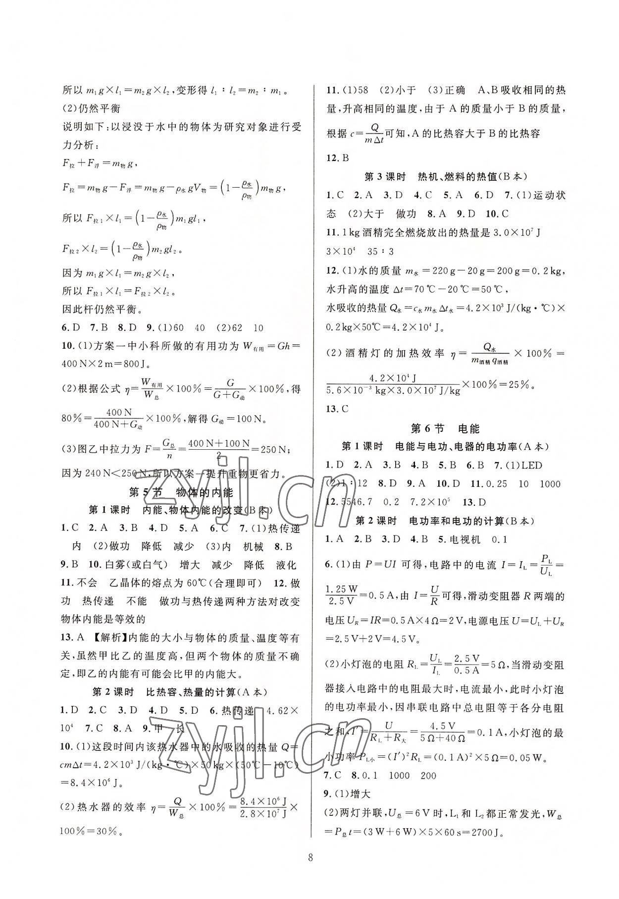 2022年全優(yōu)新同步九年級科學(xué)全一冊浙教版 第8頁