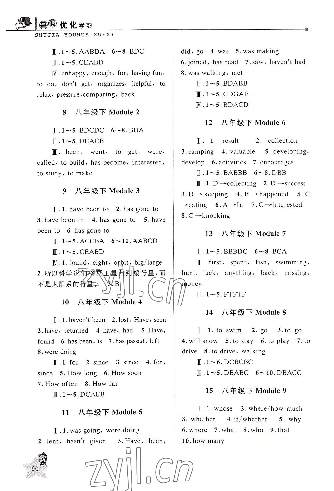 2022年藍(lán)天教育暑假優(yōu)化學(xué)習(xí)八年級(jí)英語外研版 參考答案第2頁