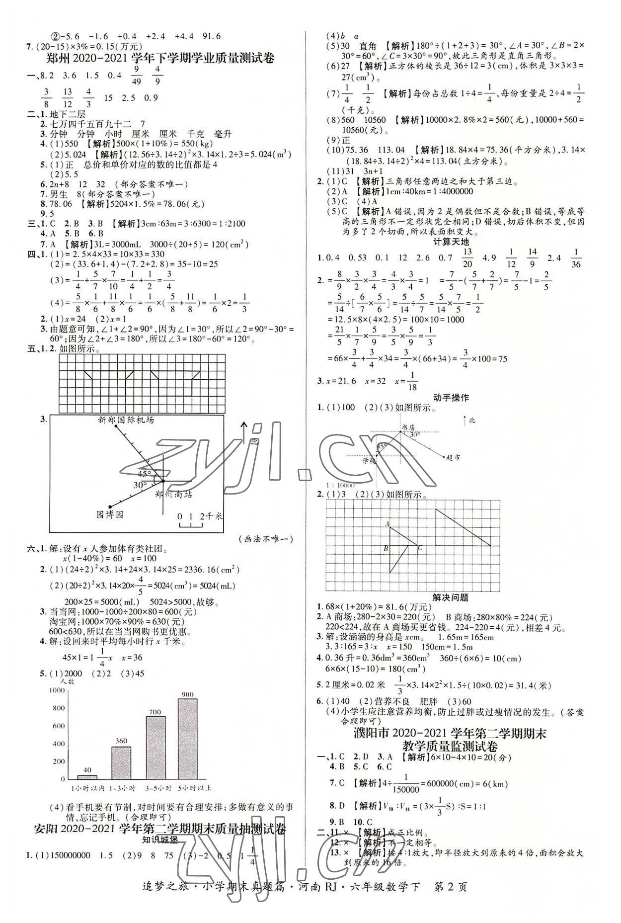 2022年追夢(mèng)之旅小學(xué)期末真題篇六年級(jí)數(shù)學(xué)下冊(cè)人教版河南專版 第2頁