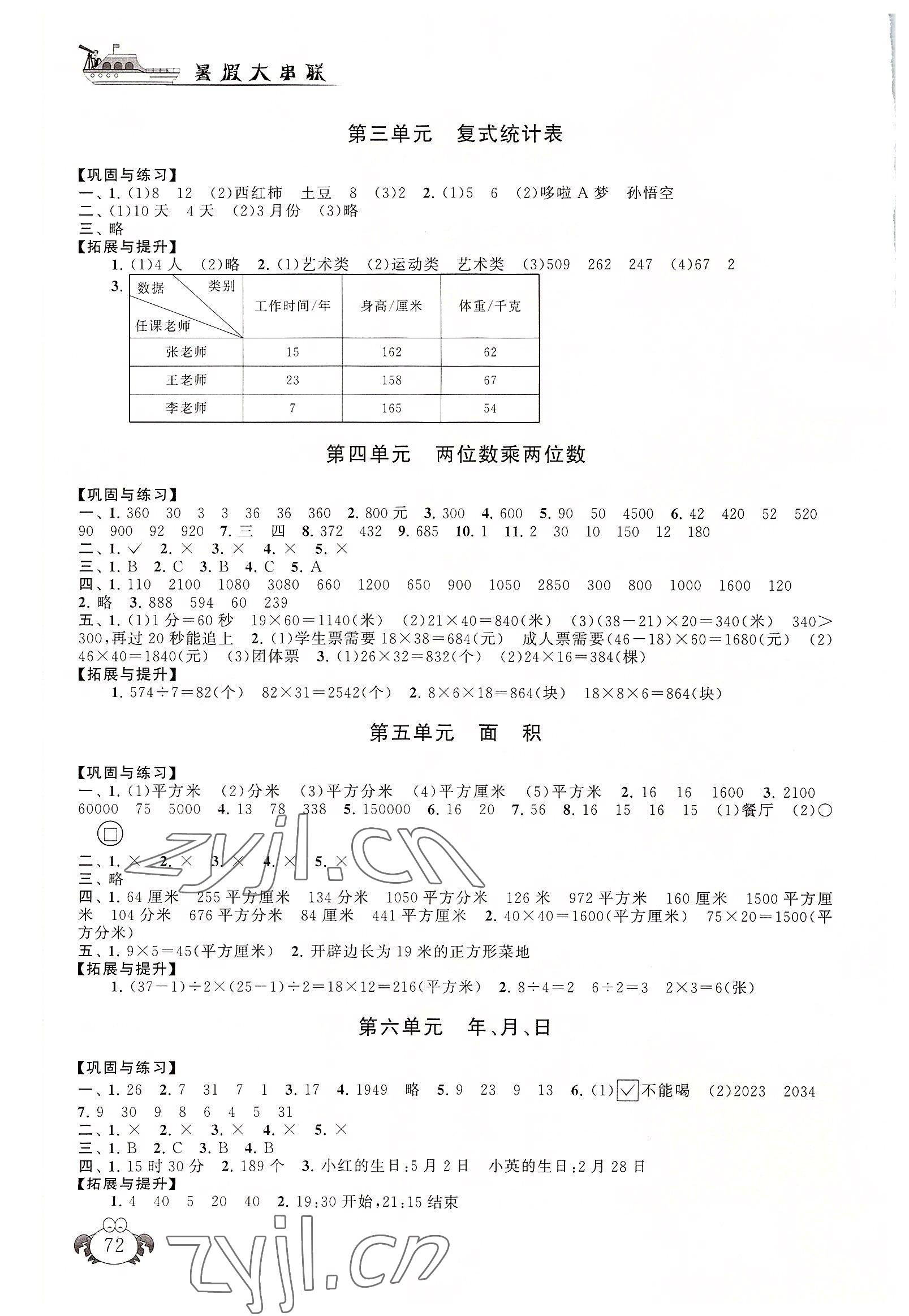 2022年暑假大串联安徽人民出版社三年级数学人教版 第2页