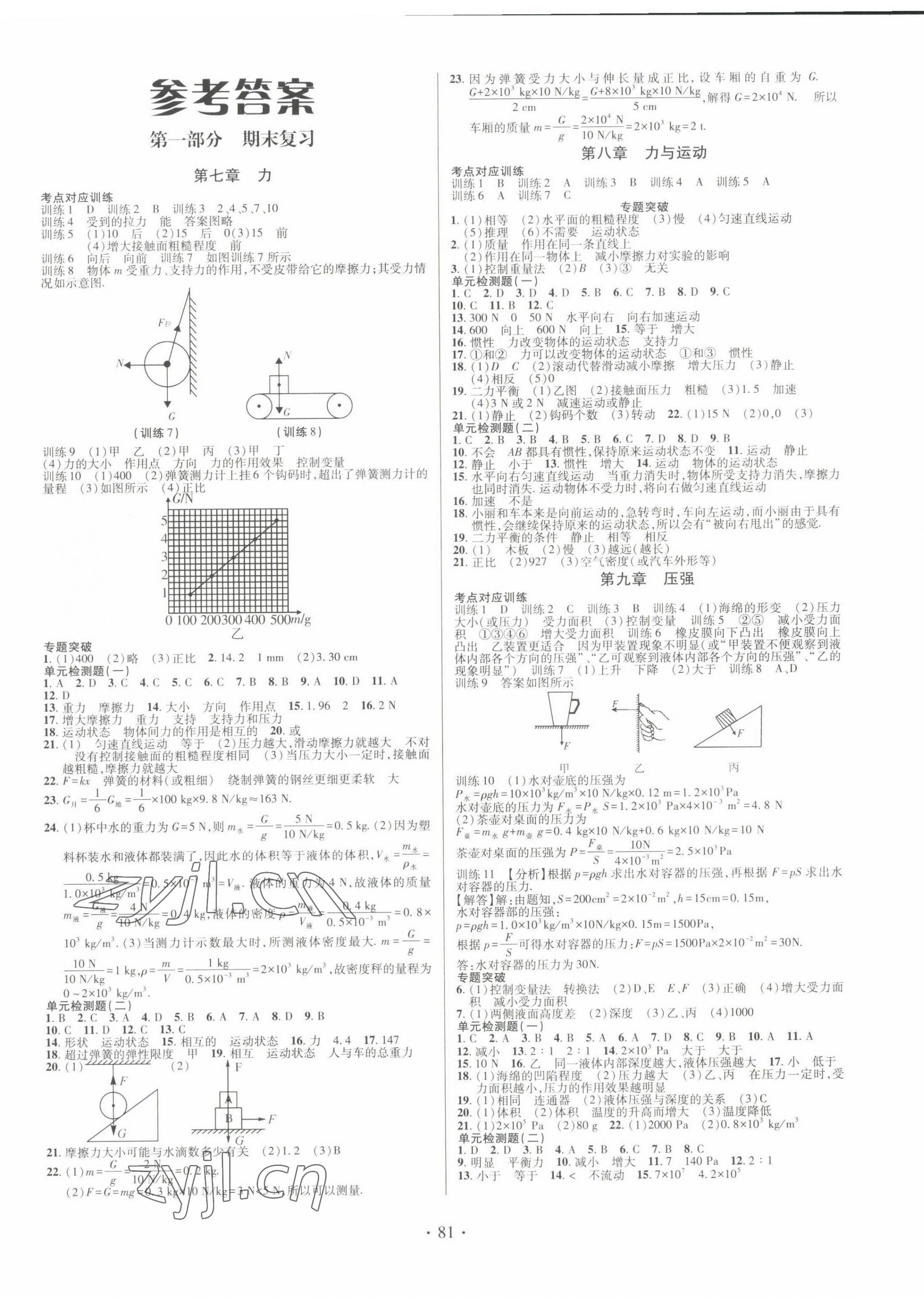 2022年阳光假期年度总复习暑假作业八年级物理教科版 第1页