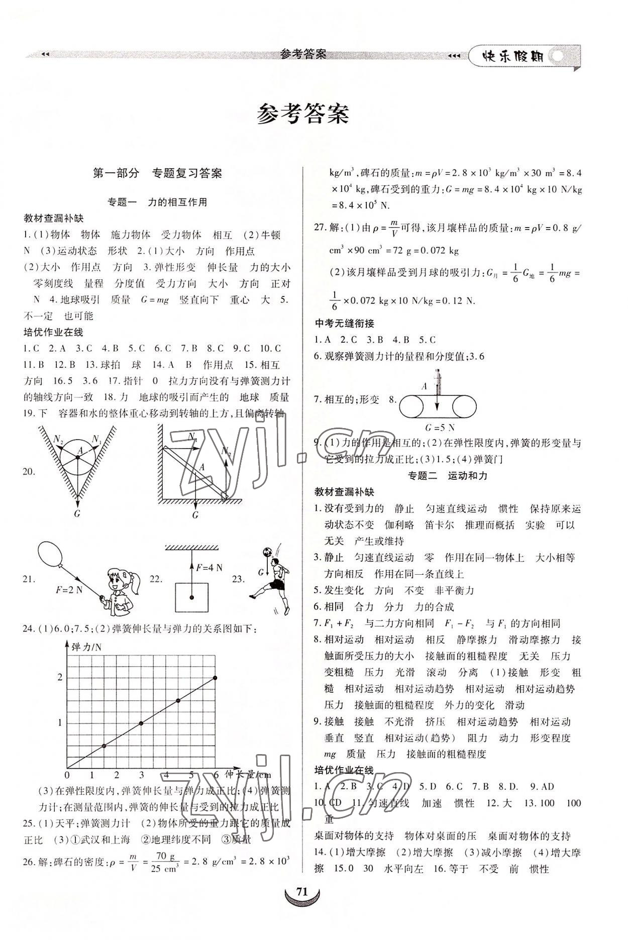 2022年快樂假期培優(yōu)訓(xùn)練銜接教材八年級物理人教版 第1頁