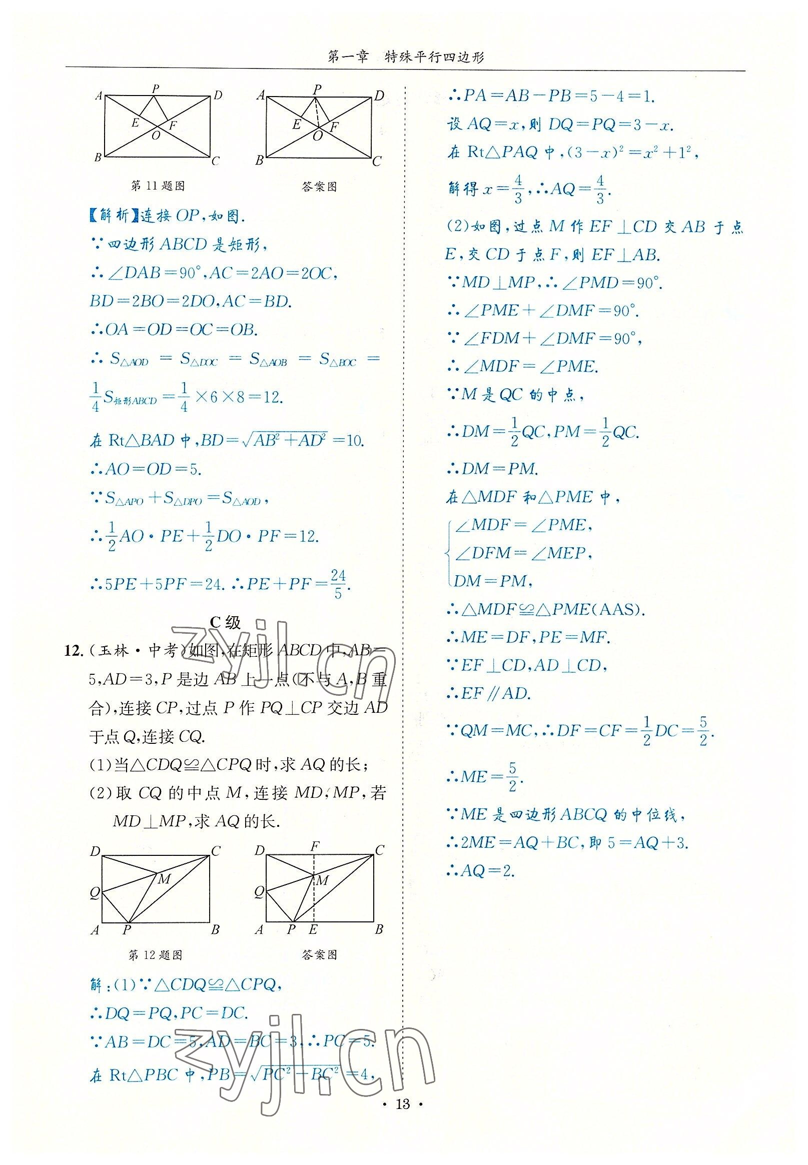 2022年蓉城学霸九年级数学全一册北师大版 参考答案第13页