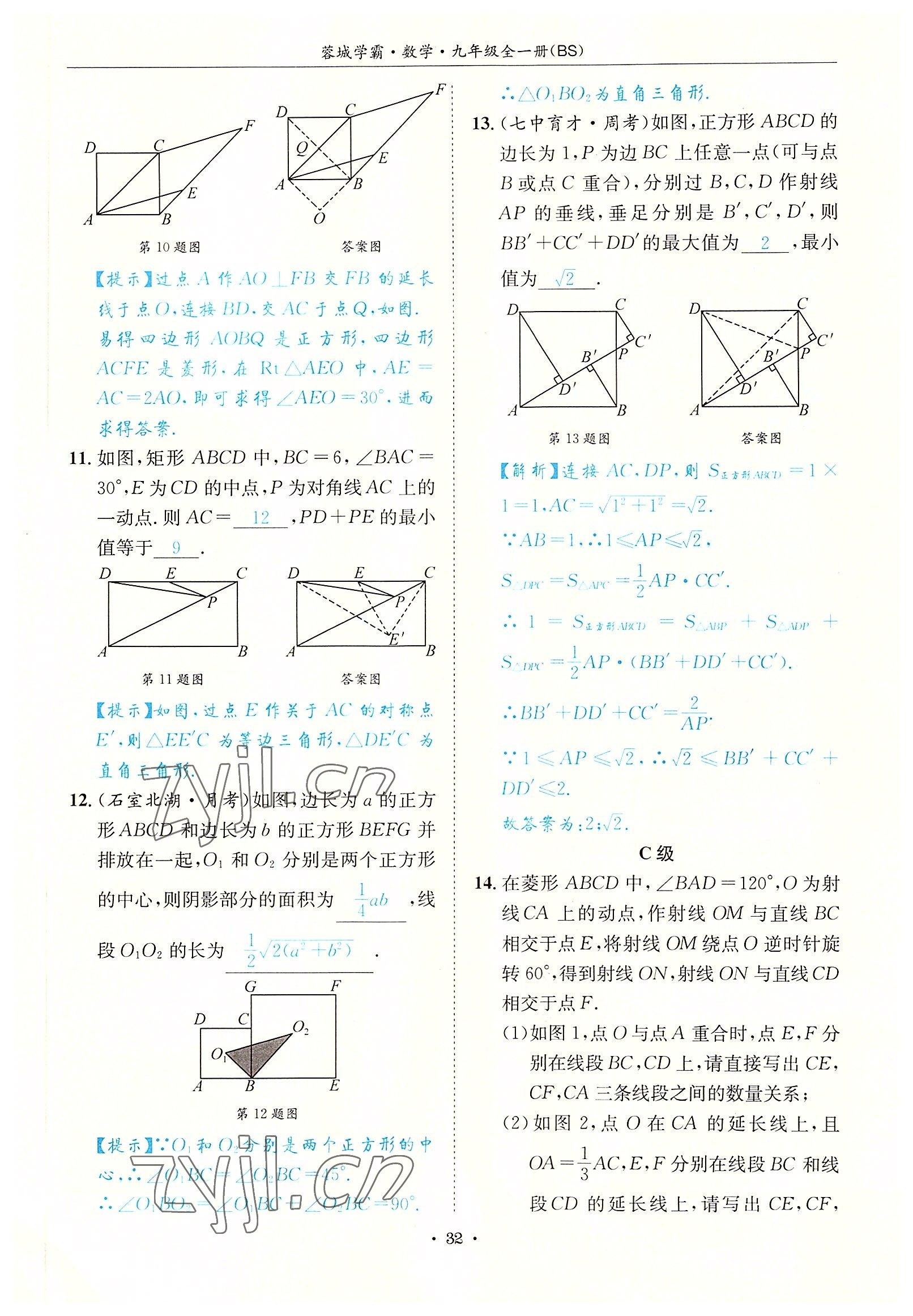 2022年蓉城学霸九年级数学全一册北师大版 参考答案第32页