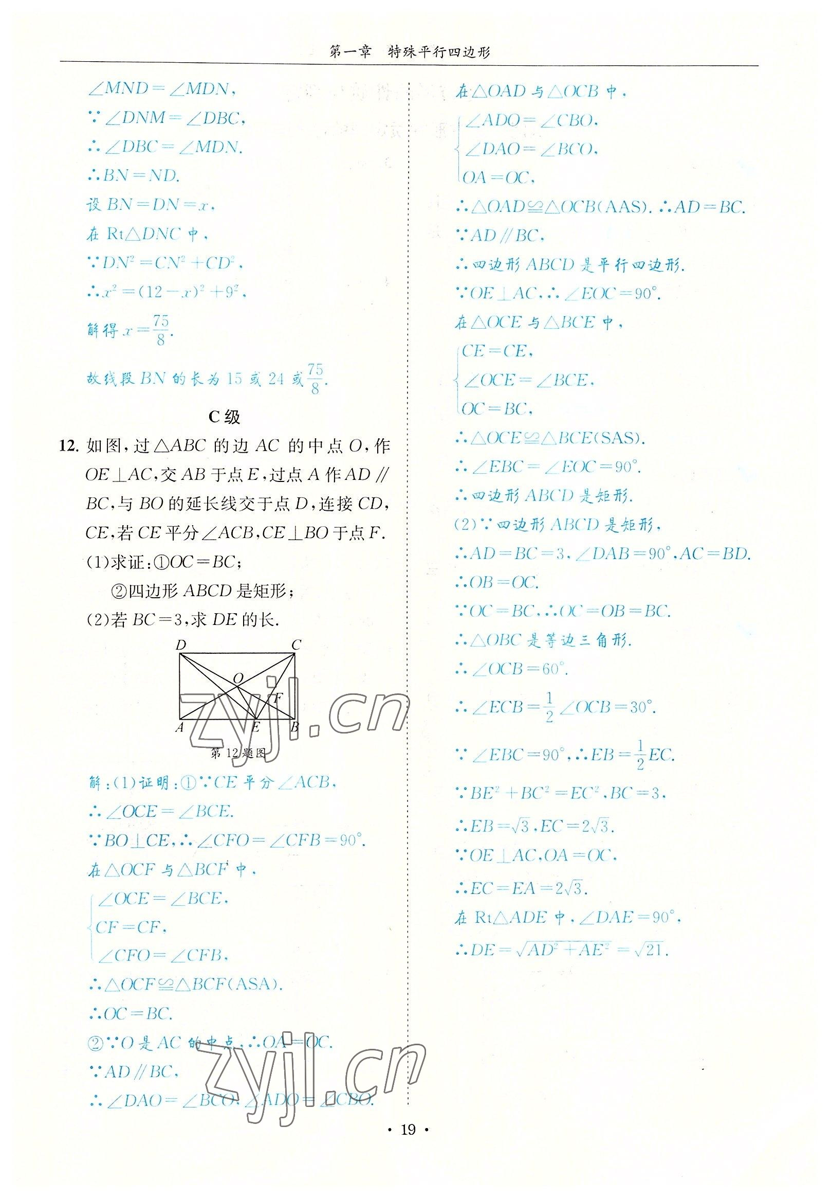 2022年蓉城学霸九年级数学全一册北师大版 参考答案第19页