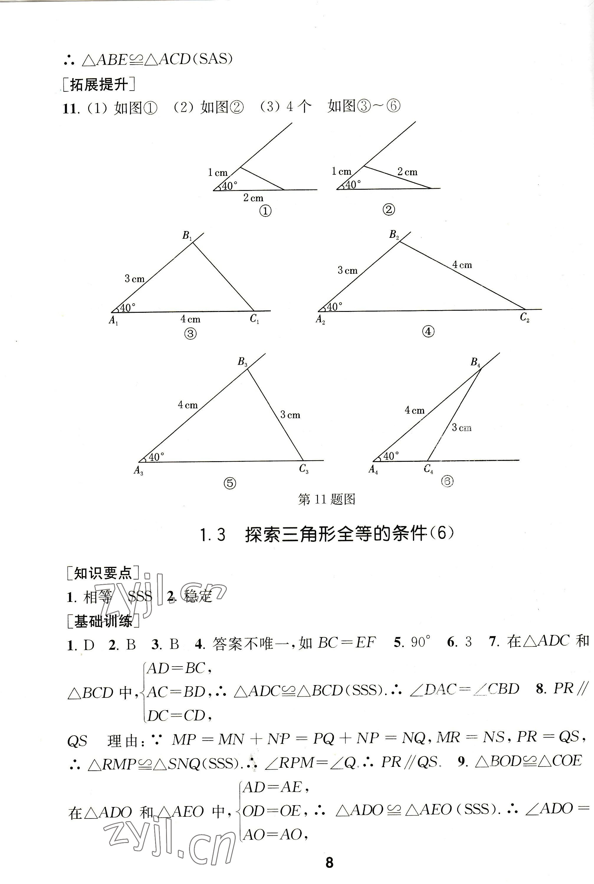 2022年創(chuàng)新優(yōu)化學案八年級數學上冊蘇科版 參考答案第8頁