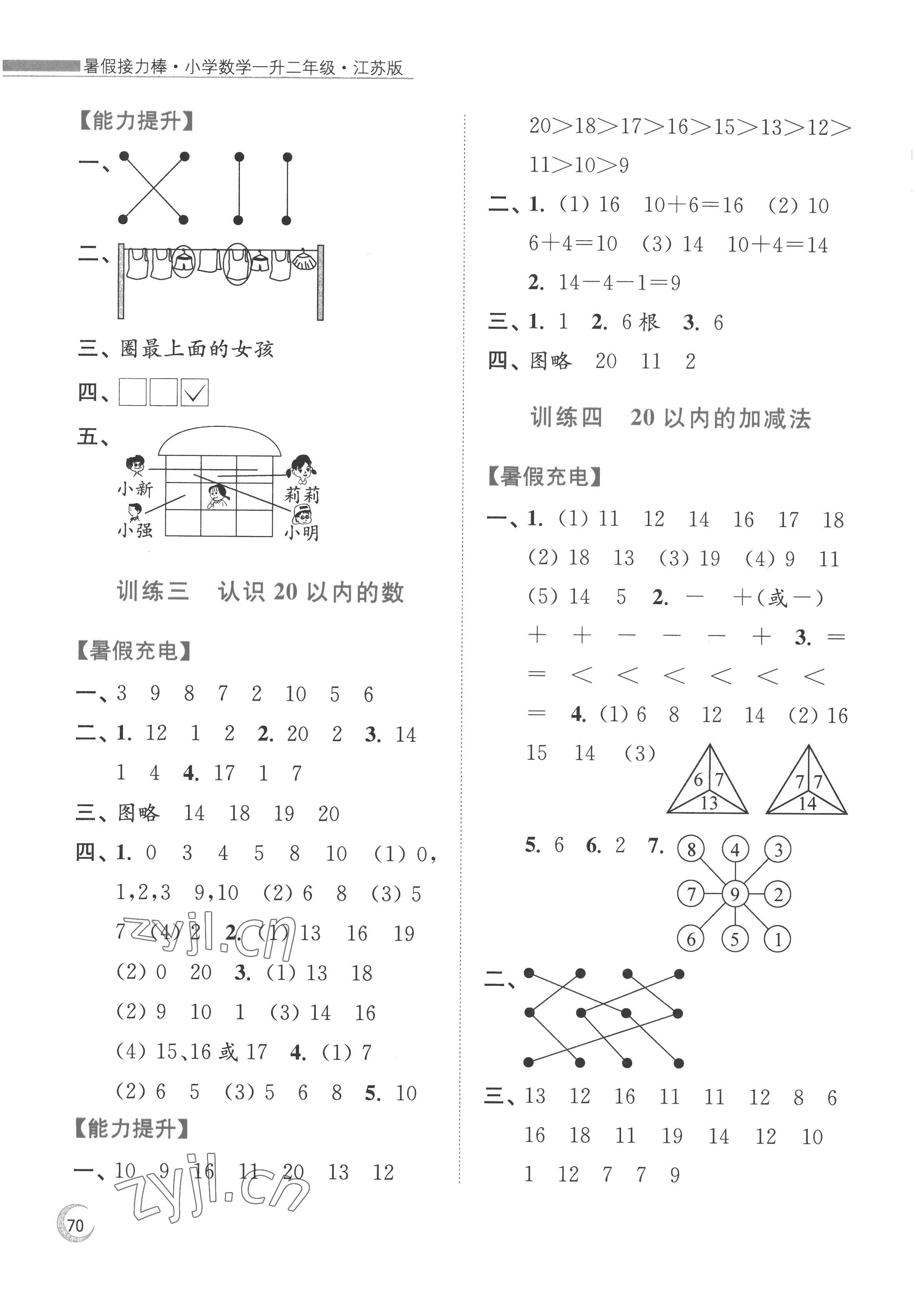 2022年小学数学暑假接力棒一升二年级江苏版 第2页