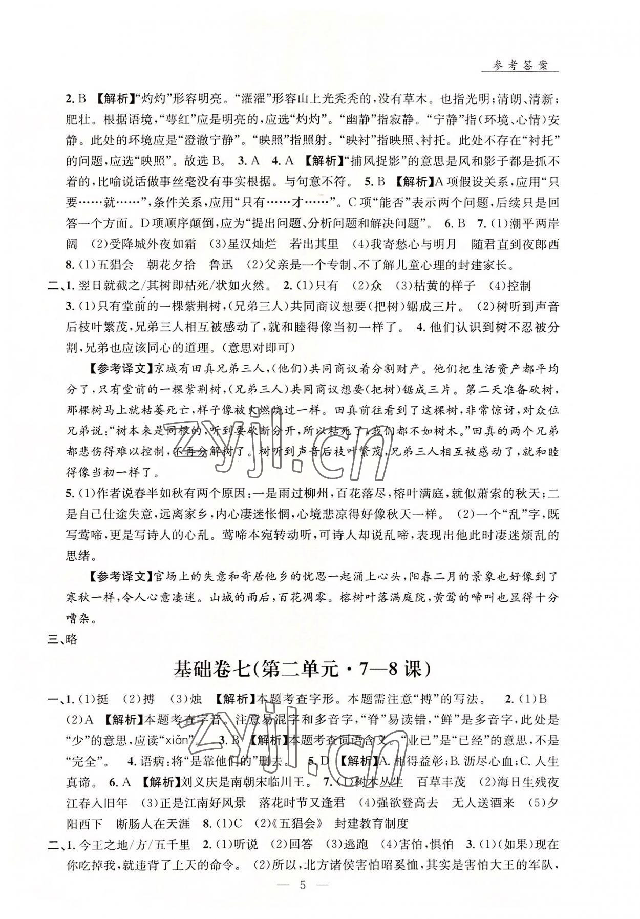 2022年初中语文基础知识加古诗文沈阳出版社七年级语文上册人教版 第5页