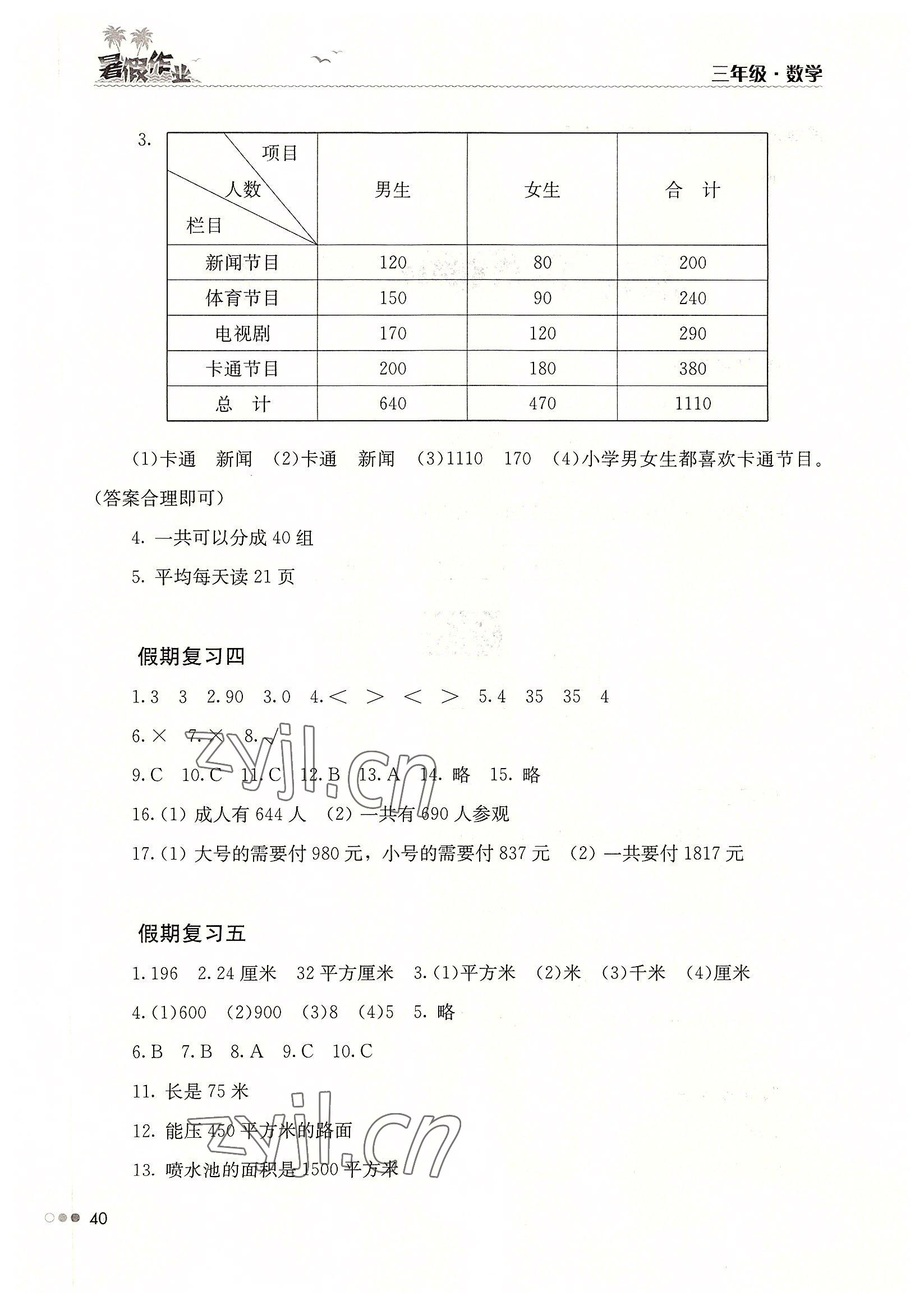 2022年暑假作业完美假期生活三年级数学湖南教育出版社 第2页