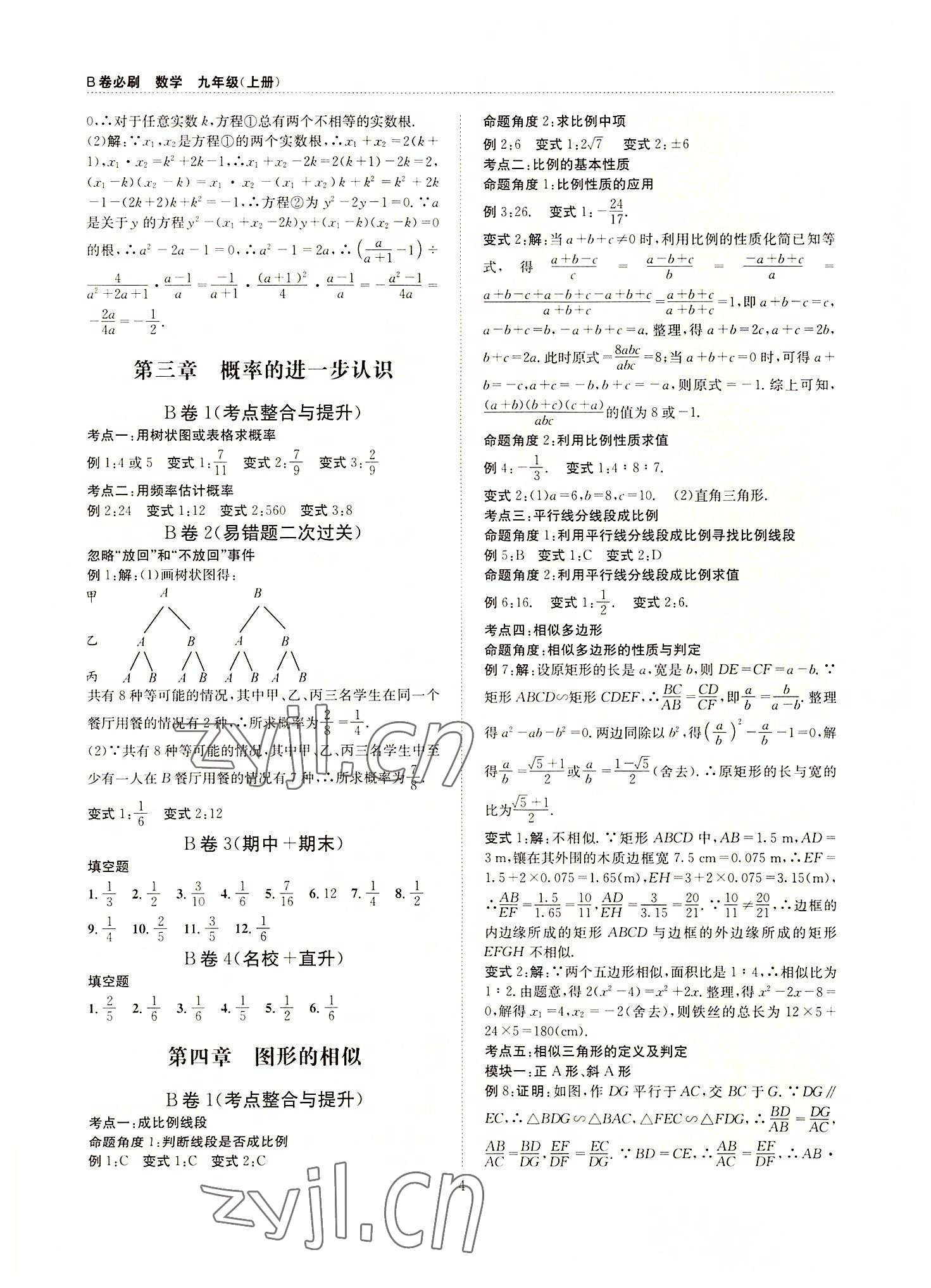 2022年B卷必刷九年級數(shù)學(xué)全一冊北師大版 第4頁