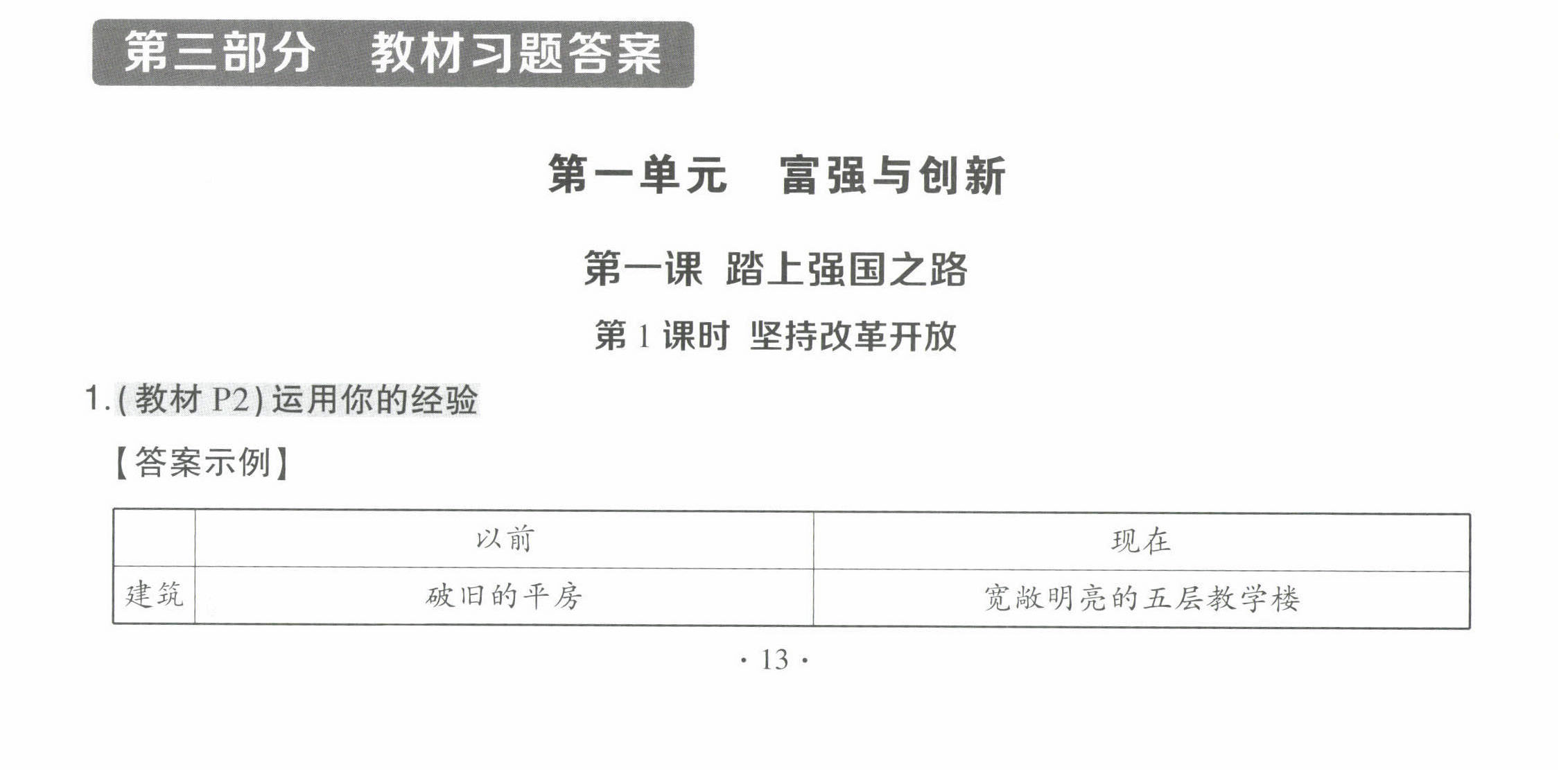 2022年教材課本九年級(jí)道德與法治上冊人教版 參考答案第1頁