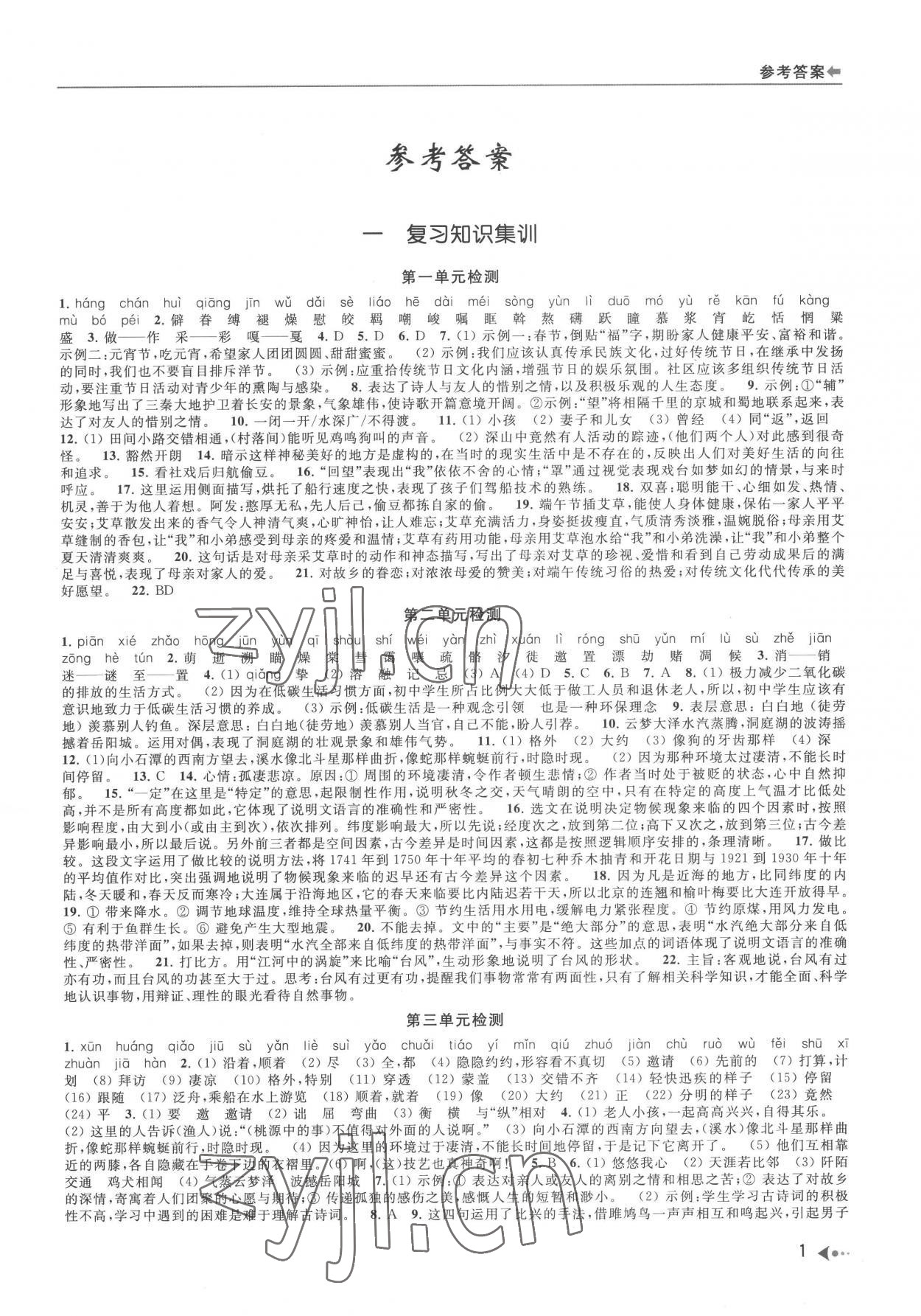 2022年暑期衔接培优集训八年级升九年级语文 第1页