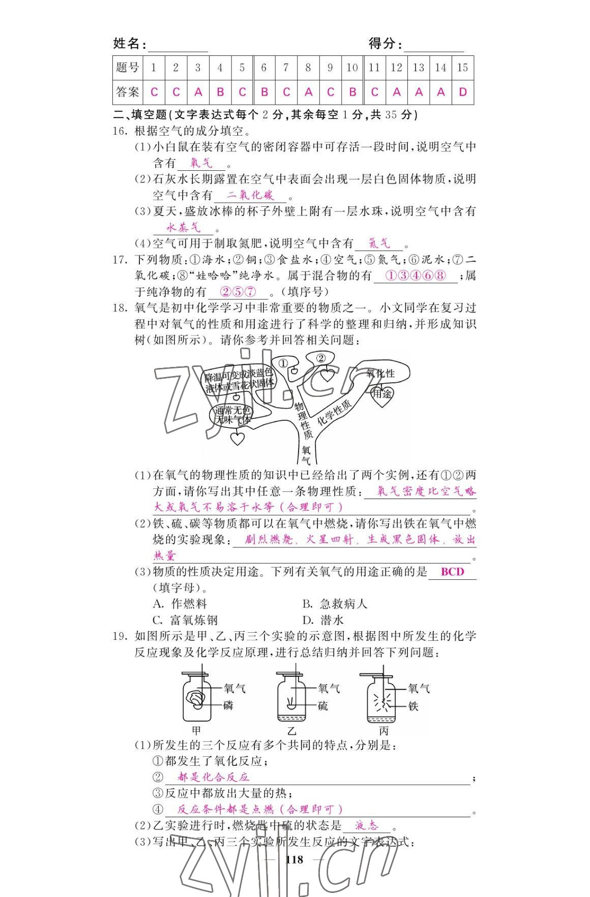 2022年名校課堂內(nèi)外九年級化學上冊人教版 參考答案第10頁