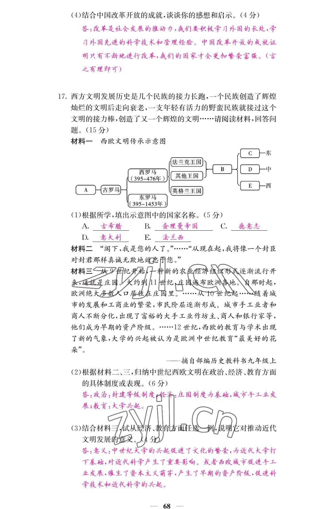 2022年名校課堂內(nèi)外九年級歷史上冊人教版 參考答案第10頁