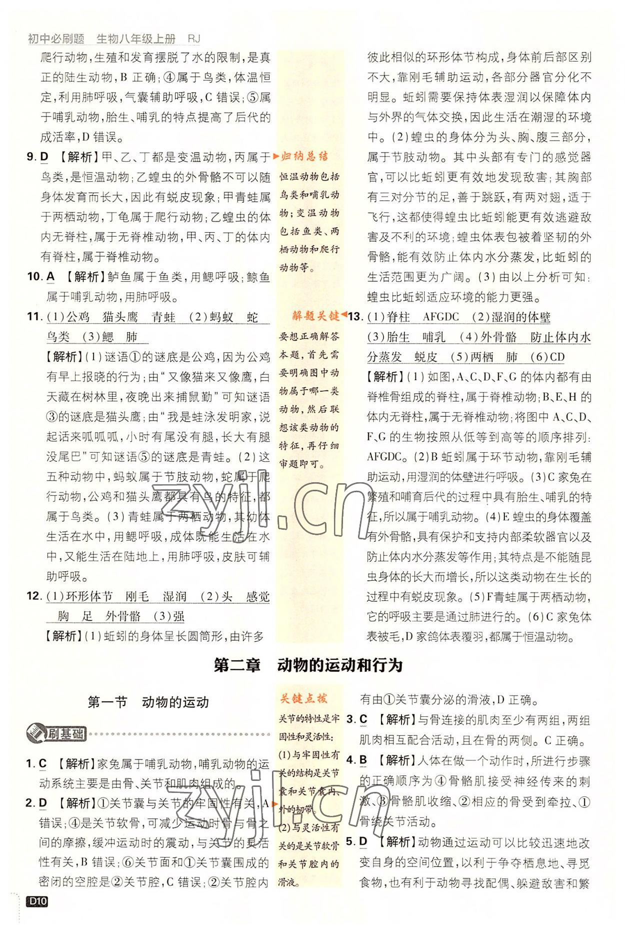 2022年初中必刷题八年级生物上册人教版&nbsp;第10页