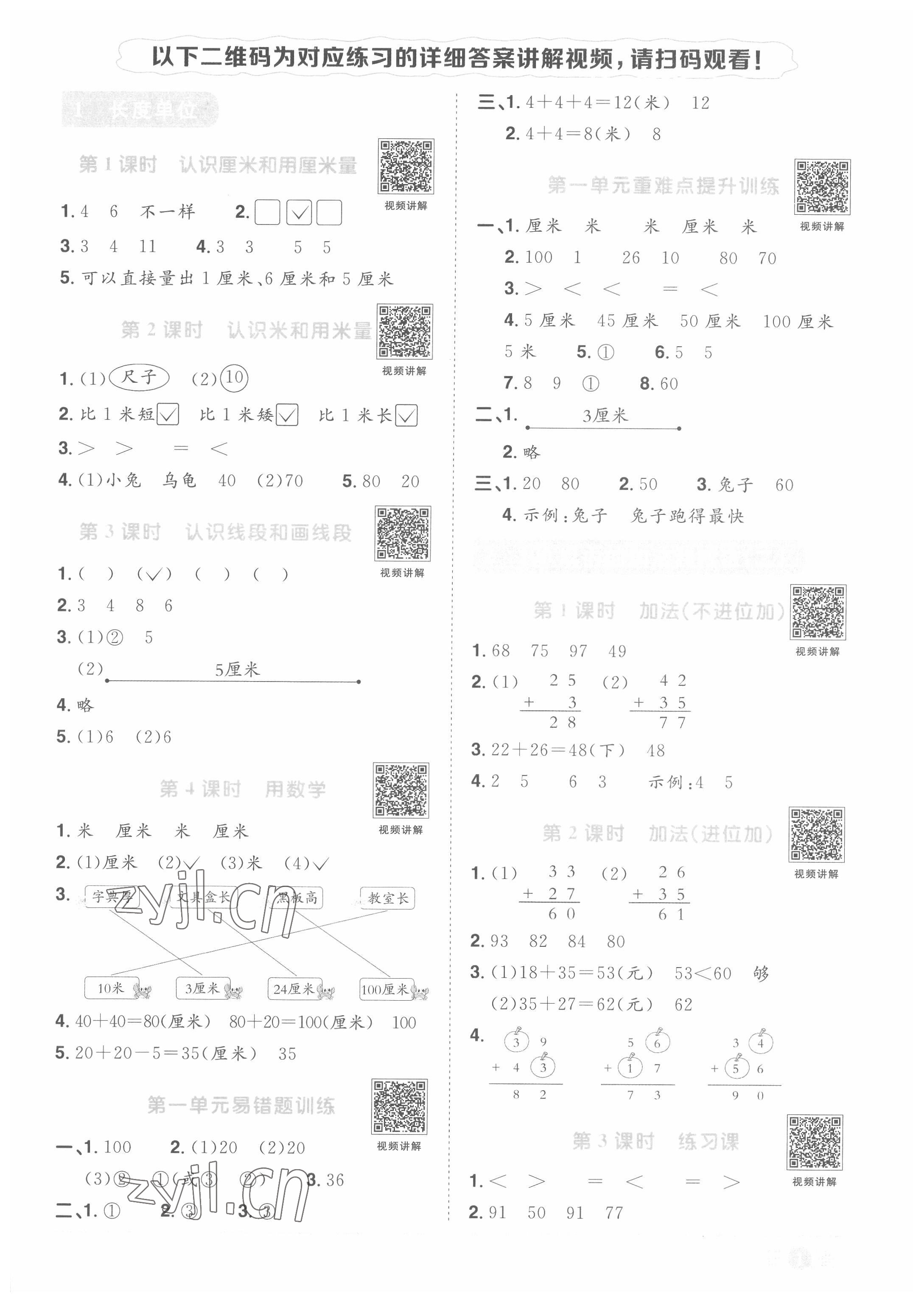 2022年陽(yáng)光同學(xué)課時(shí)優(yōu)化作業(yè)二年級(jí)數(shù)學(xué)上冊(cè)人教版菏澤專版 第1頁(yè)