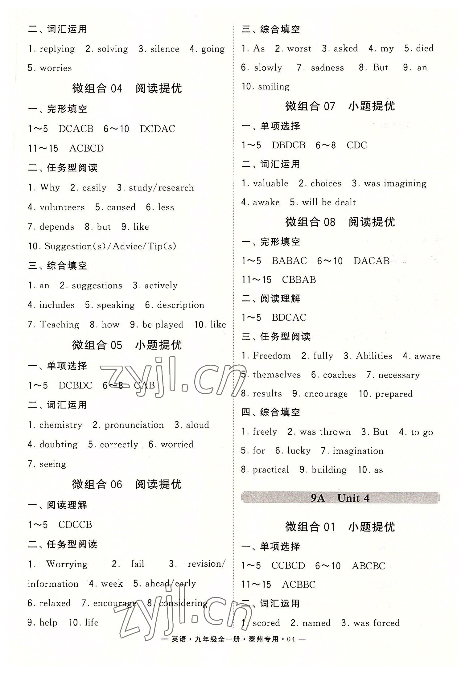 2022年學(xué)霸組合訓(xùn)練九年級(jí)英語(yǔ)全一冊(cè)譯林版泰州專(zhuān)版 第4頁(yè)