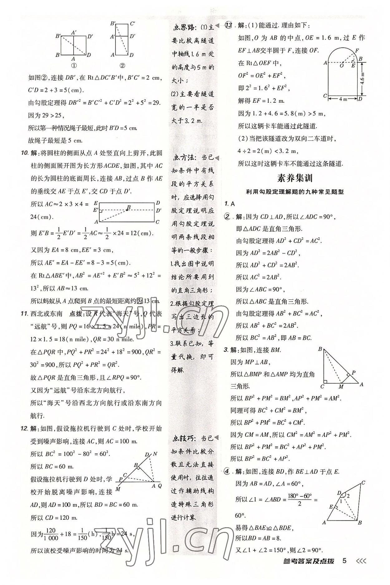 2022年点拨训练八年级数学上册北师大版 参考答案第4页