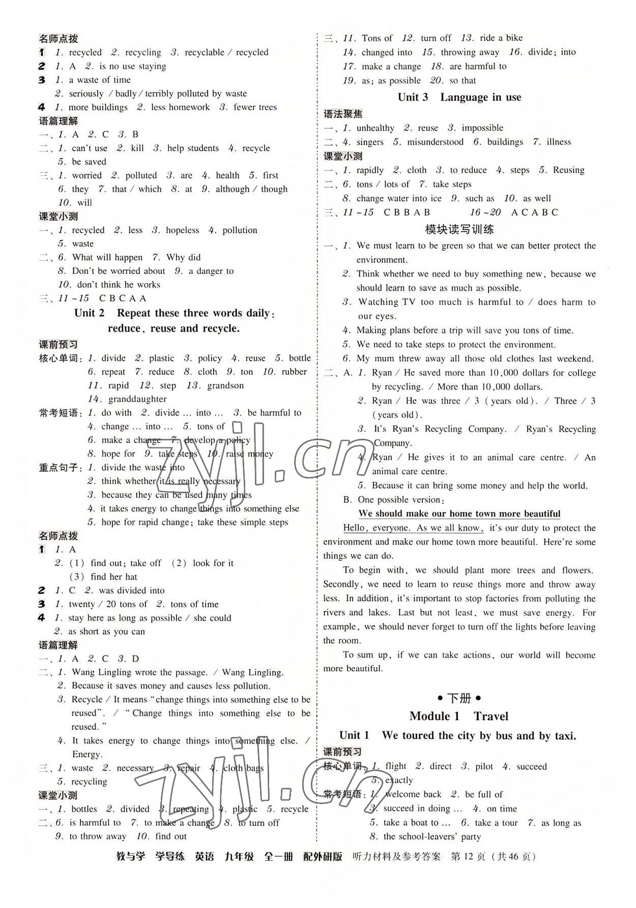 2022年教與學(xué)學(xué)導(dǎo)練九年級英語全一冊外研版 第12頁