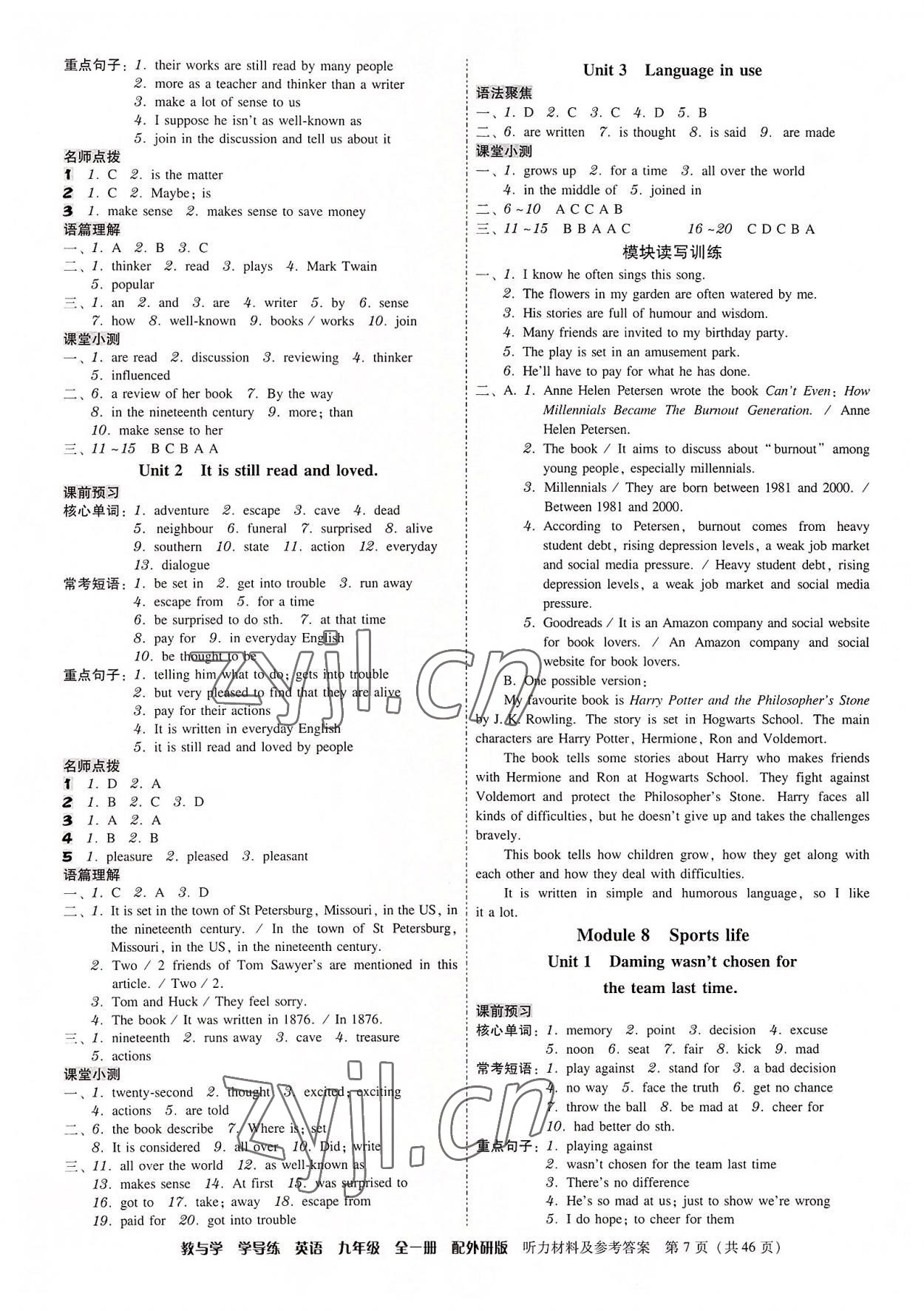 2022年教與學(xué)學(xué)導(dǎo)練九年級(jí)英語全一冊(cè)外研版 第7頁(yè)
